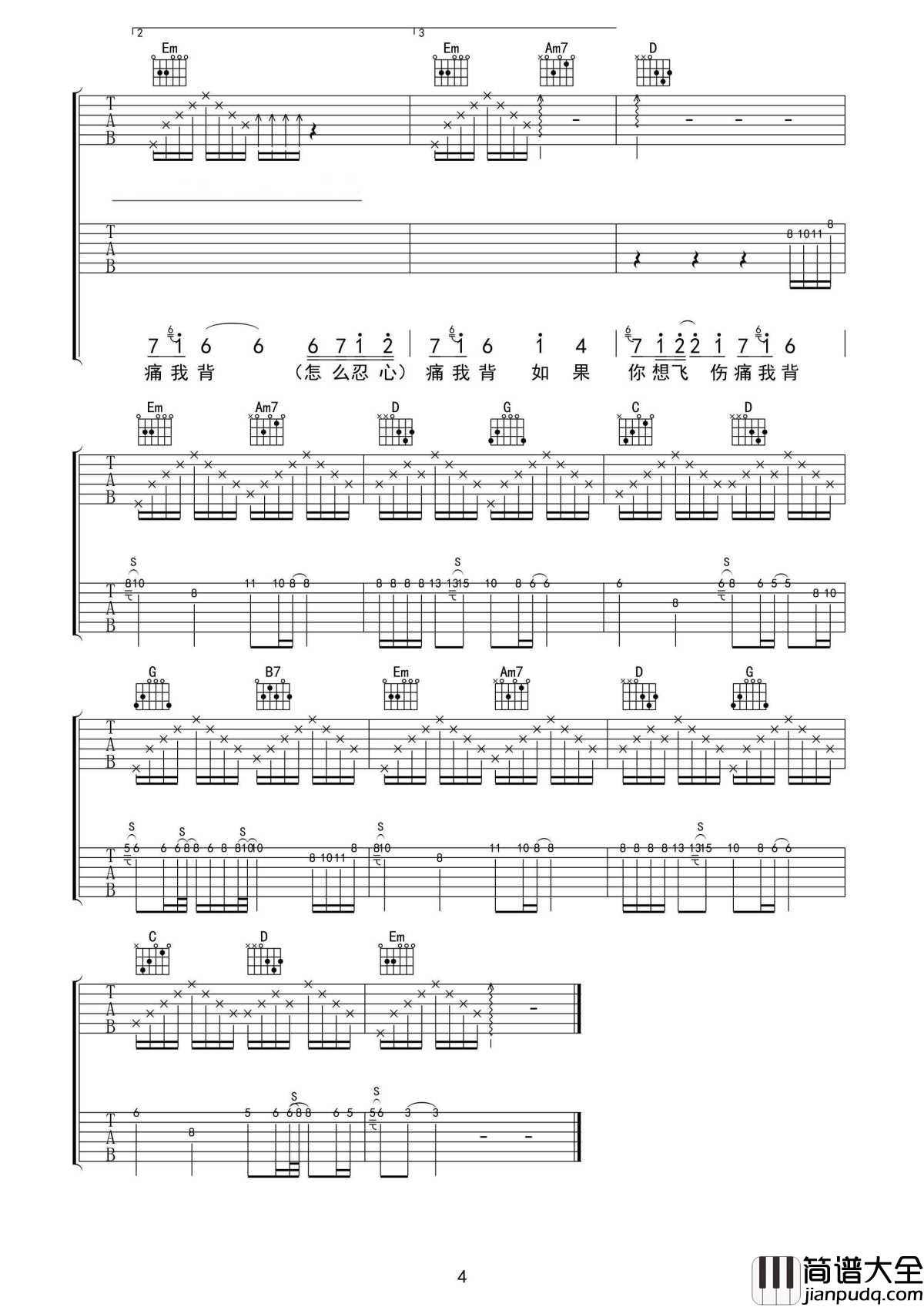 过火吉他谱_张信哲_怎么忍心让你受折磨__是我给你自由过了火