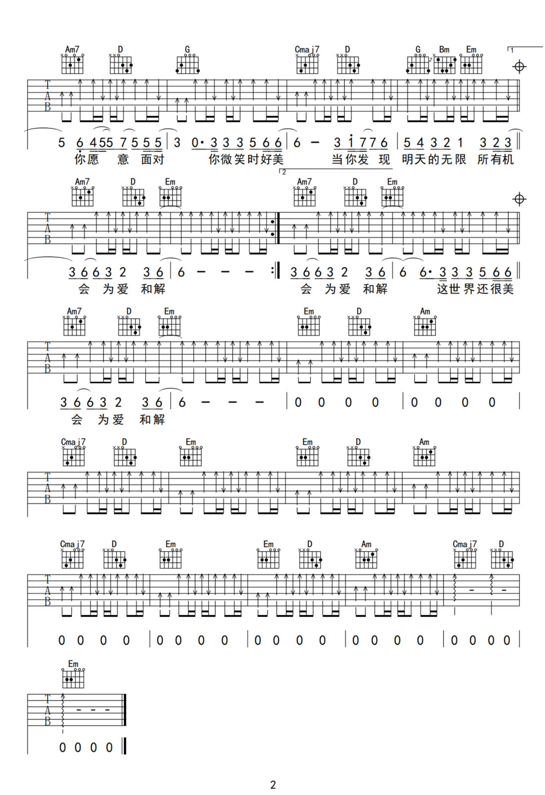 你微笑时好美吉他谱2-谢霆锋