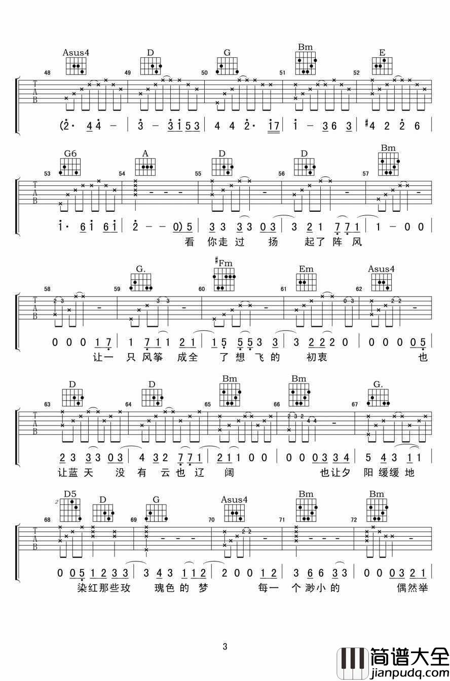 何必怀念吉他谱_D调指法_牛奶咖啡_何必怀念_六线谱高清版