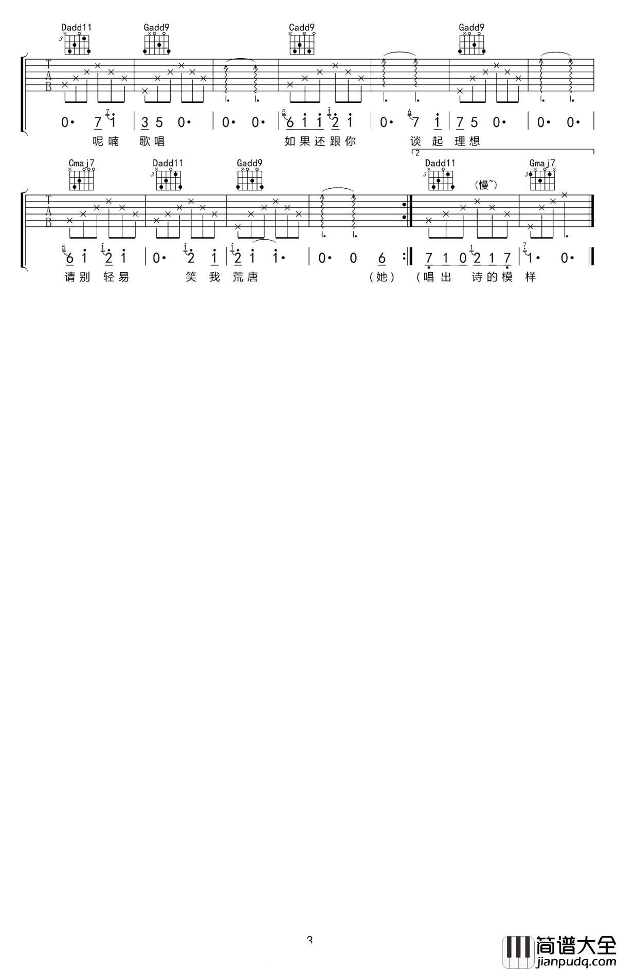 青鸟与诗吉他谱_愚青_他们心中有一片遥遥的远方，那里有一只青鸟，为了诗而歌唱