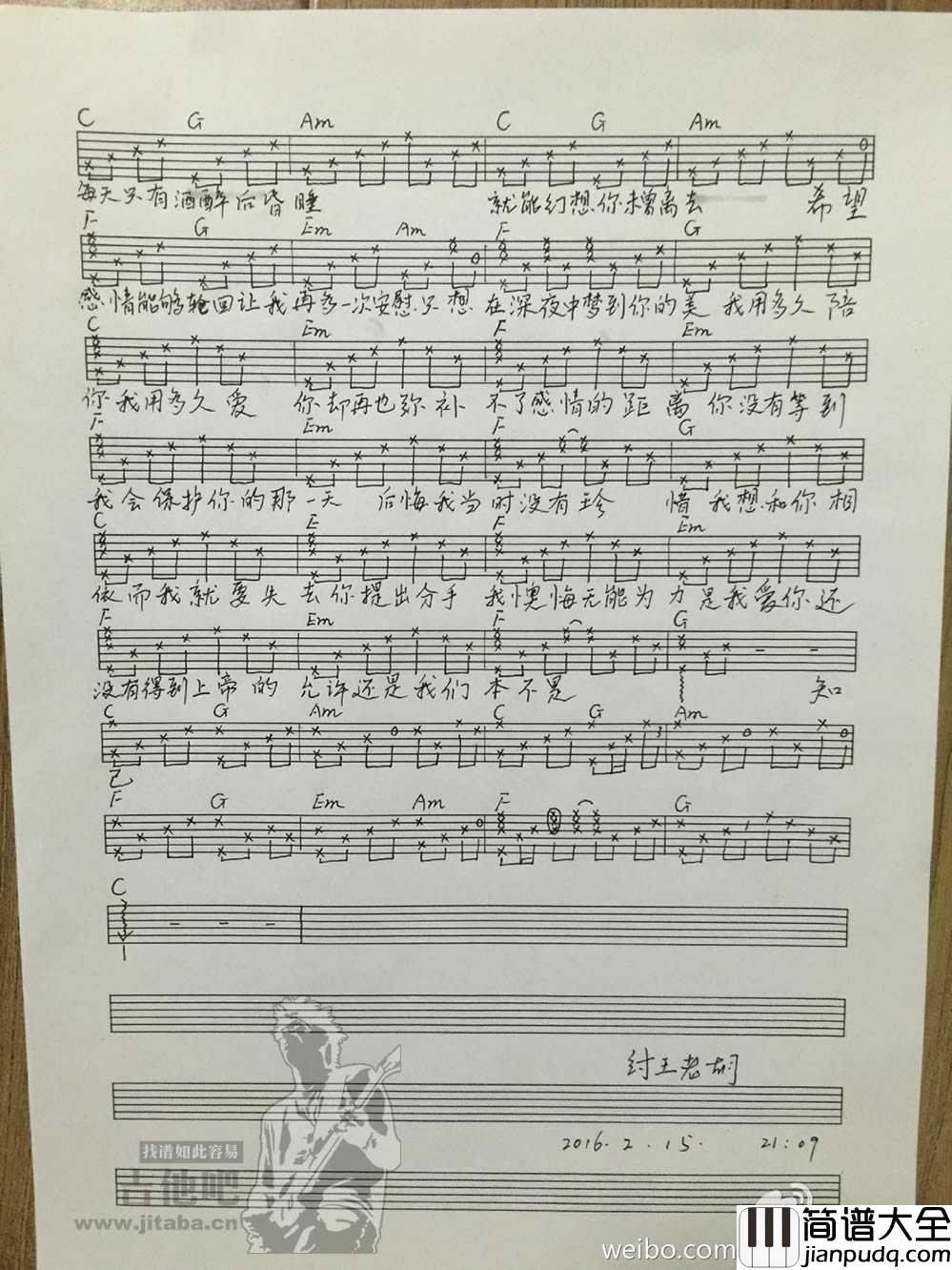 无能为力吉他谱_纣王_无能为力(原版)