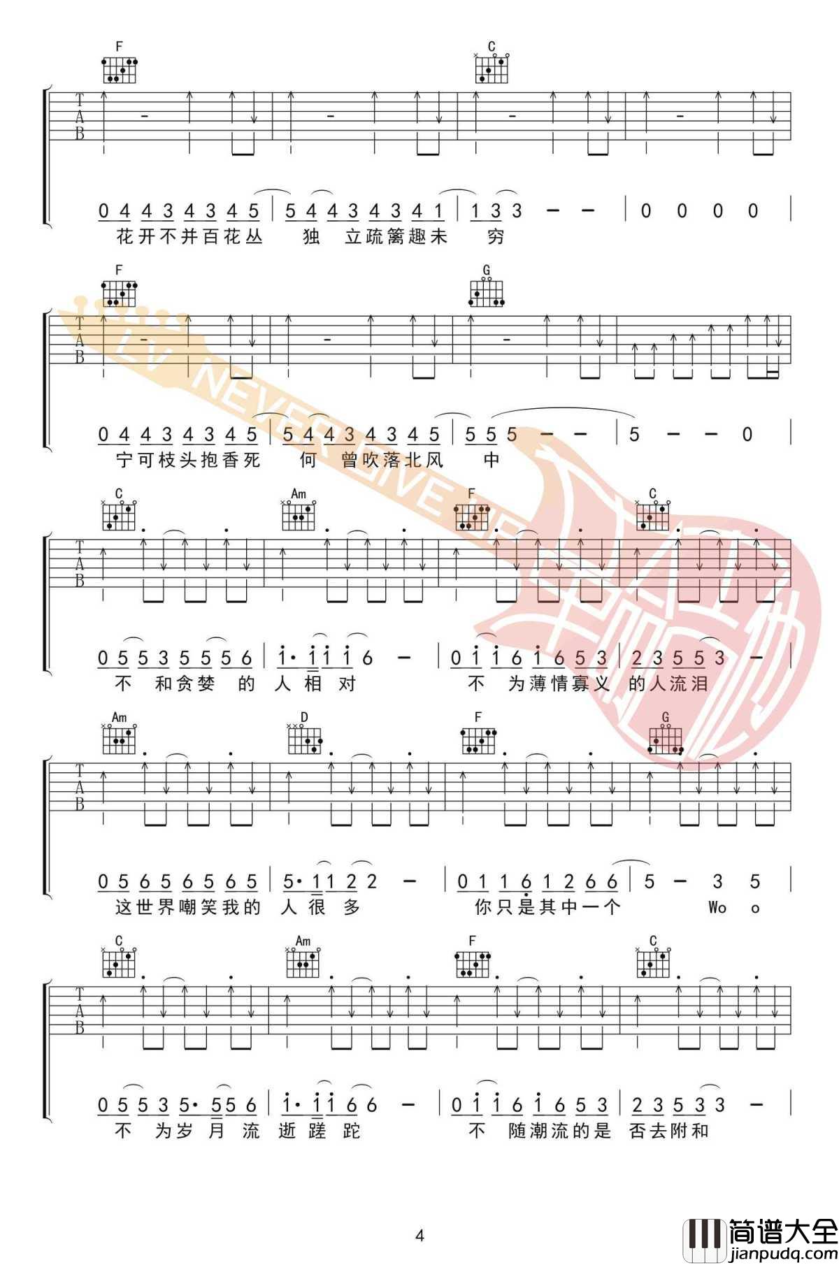 小人物吉他谱_赵雷_C调指法_高清版