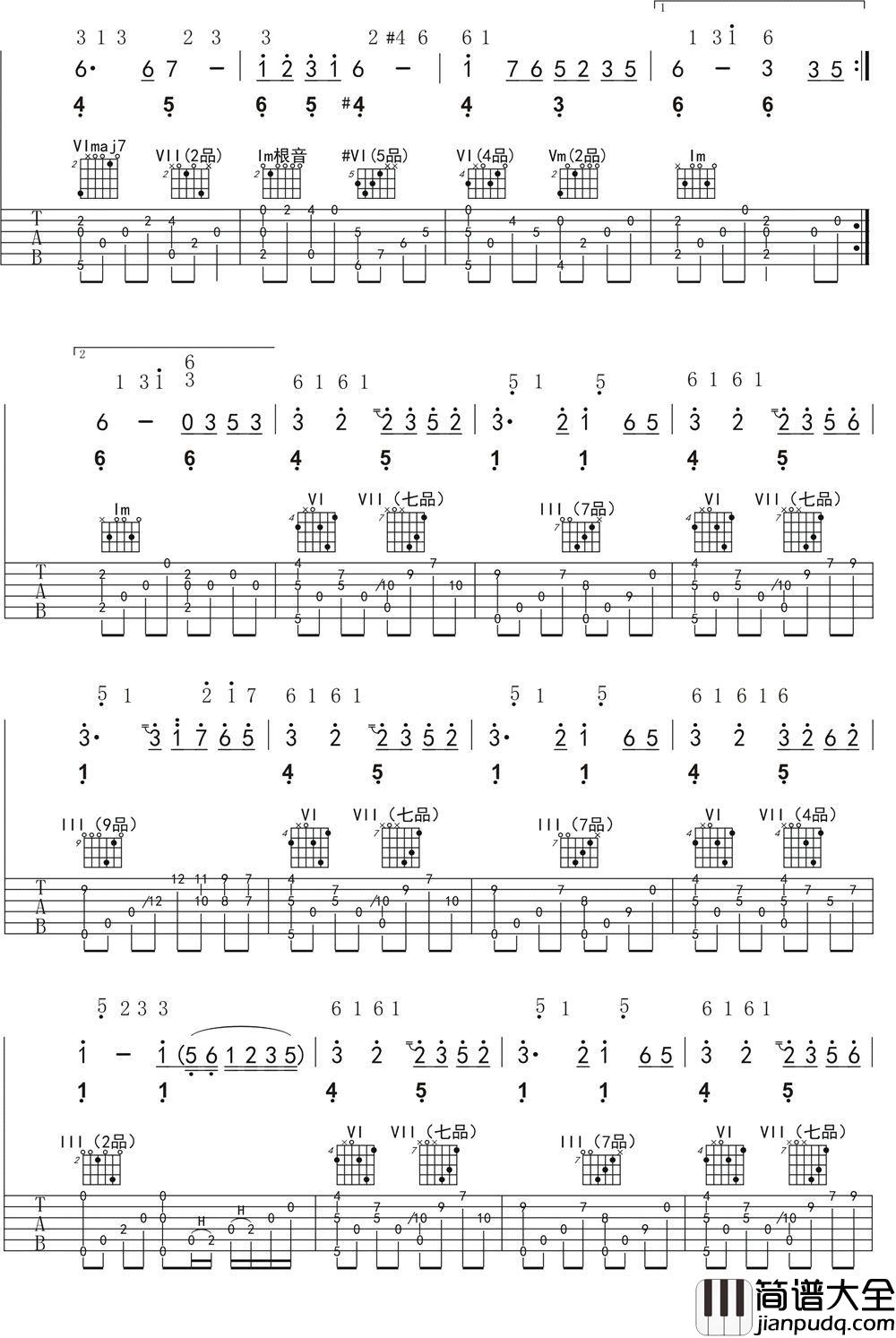 奇迹的山吉他谱_岸部真明_有什么比眼前的苍山与溪流，薄云和清风更重要的