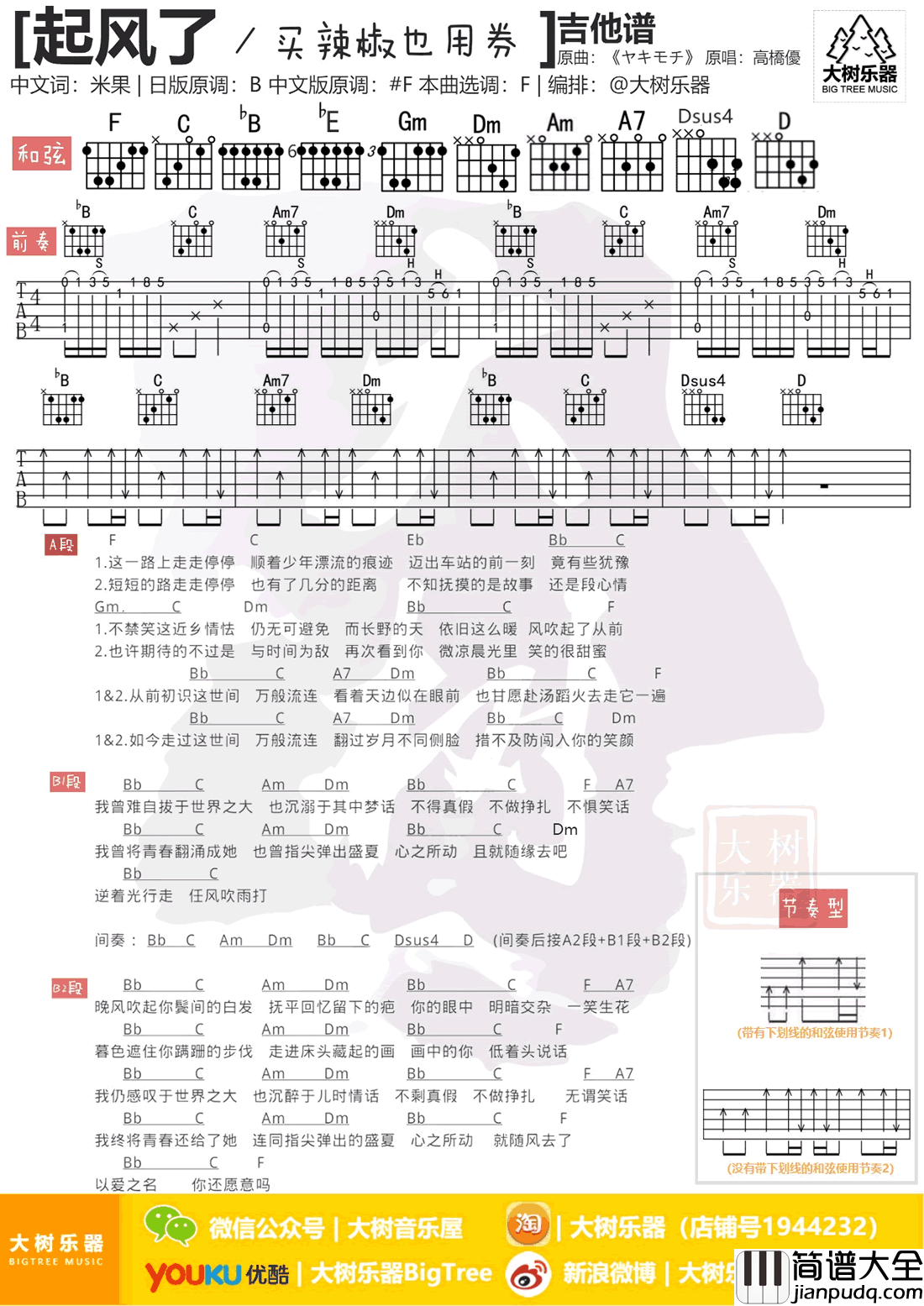 起风了吉他谱_买辣椒也用券-抖音歌曲_吉他弹唱教学视频