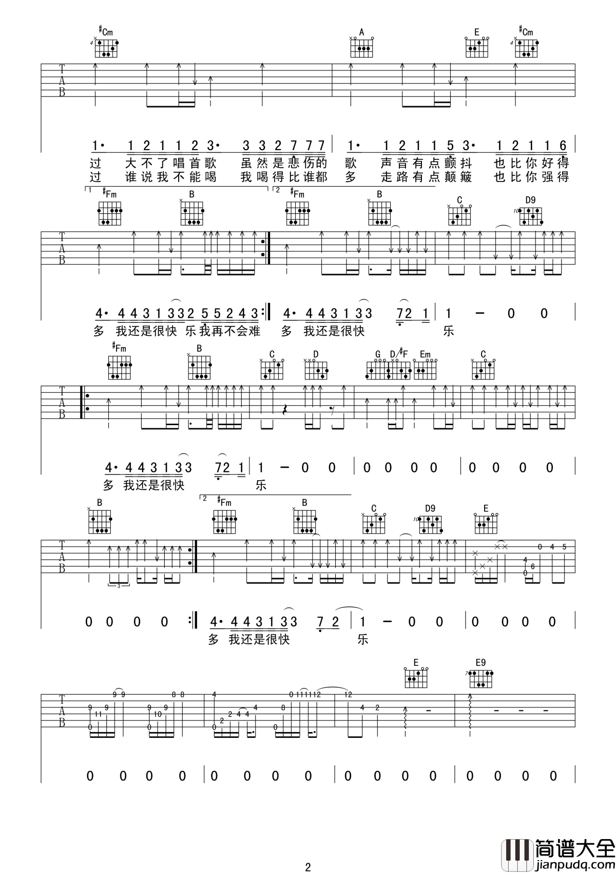 我很快乐吉他谱_刘惜君：明明很想哭，却对自己说“我很快乐”