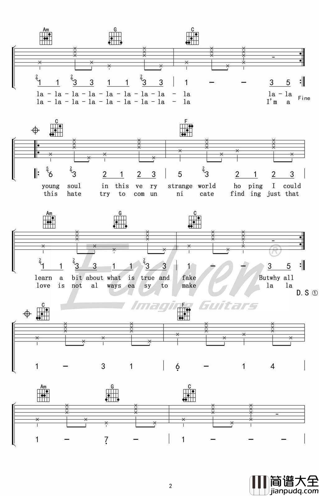 New_soul吉他谱_苹果广告歌曲_Yael_Naim_C调