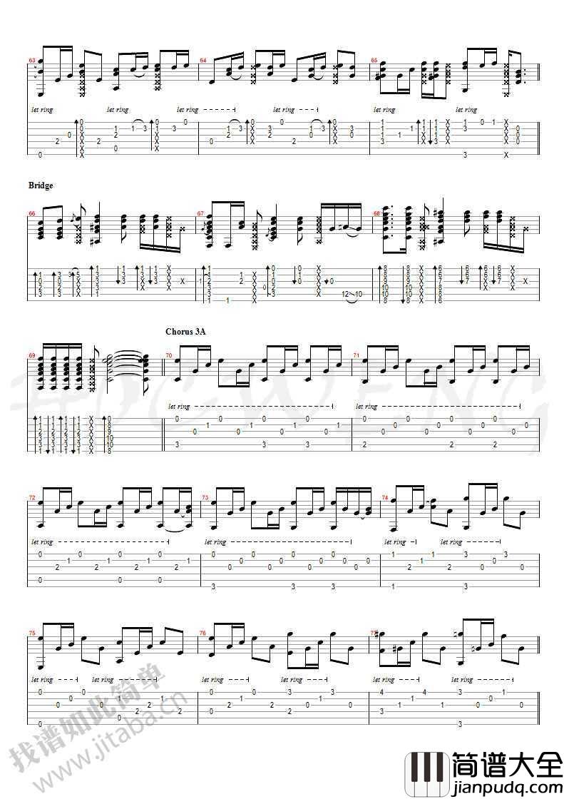 可惜没如果指弹吉他谱_林俊杰_吉他独奏谱