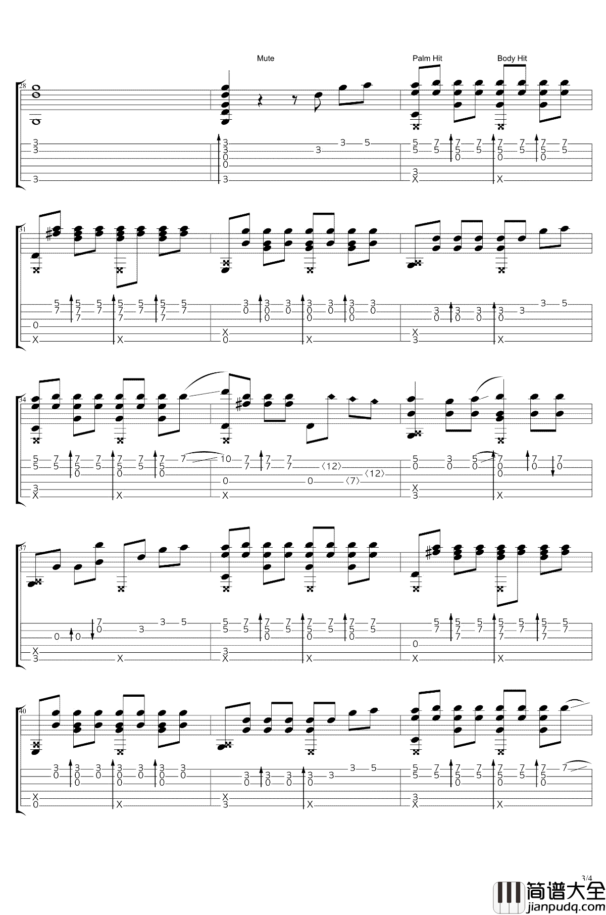 未闻花名指弹吉他谱_Eddie_van_der_Meer_指弹独奏视频