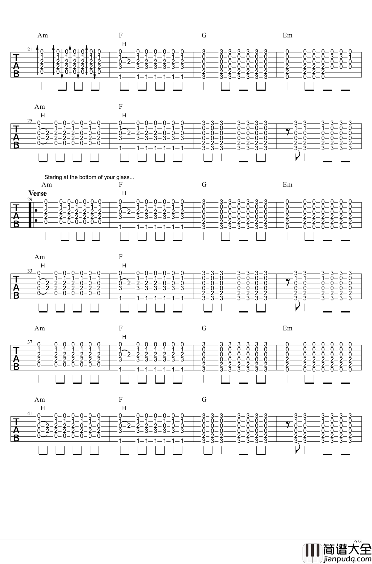 let_her_go_吉他谱_Passenger_放手后才始知那是真爱