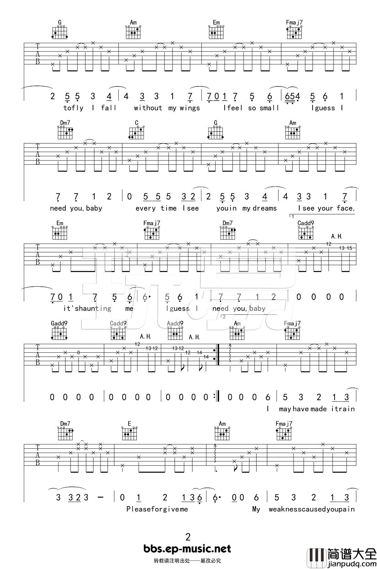 Every_time吉他谱_布兰妮Britney_吉他弹唱教学视频