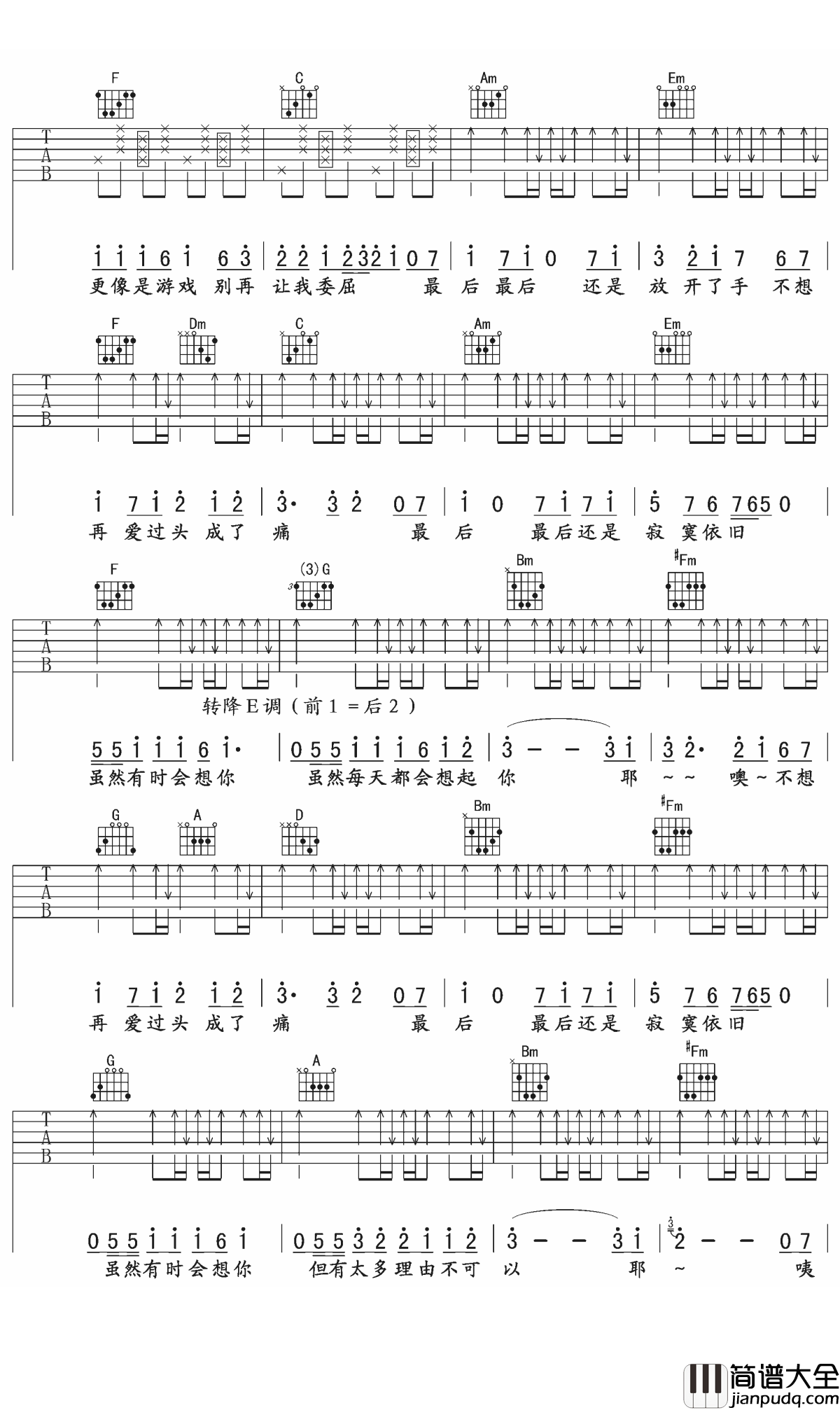 雨过之后吉他谱_刘心_雨过之后我们就地两别