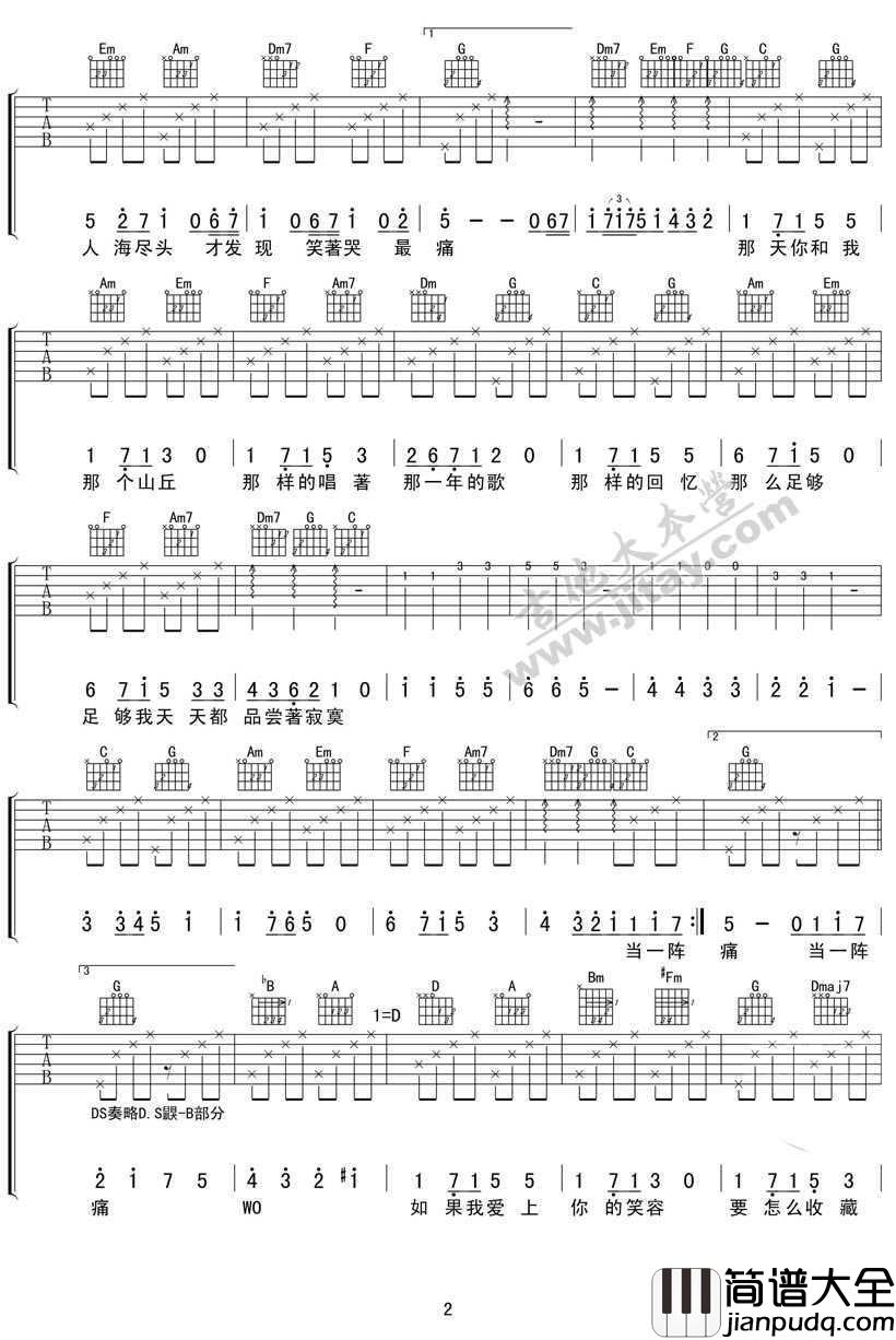 知足吉他谱_C调_五月天_知足弹唱谱(图片谱)