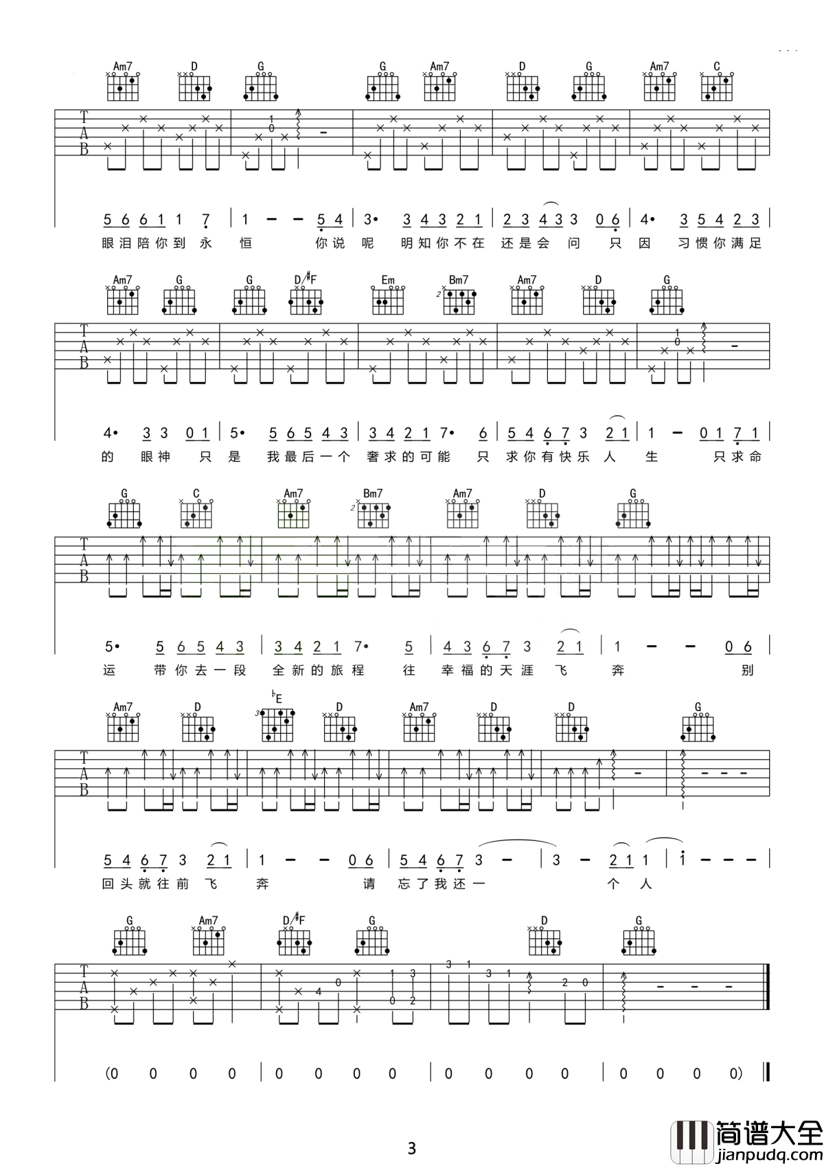 我不愿让你一个人吉他谱_五月天_慢慢的我学会，喜你为疾，药石无医
