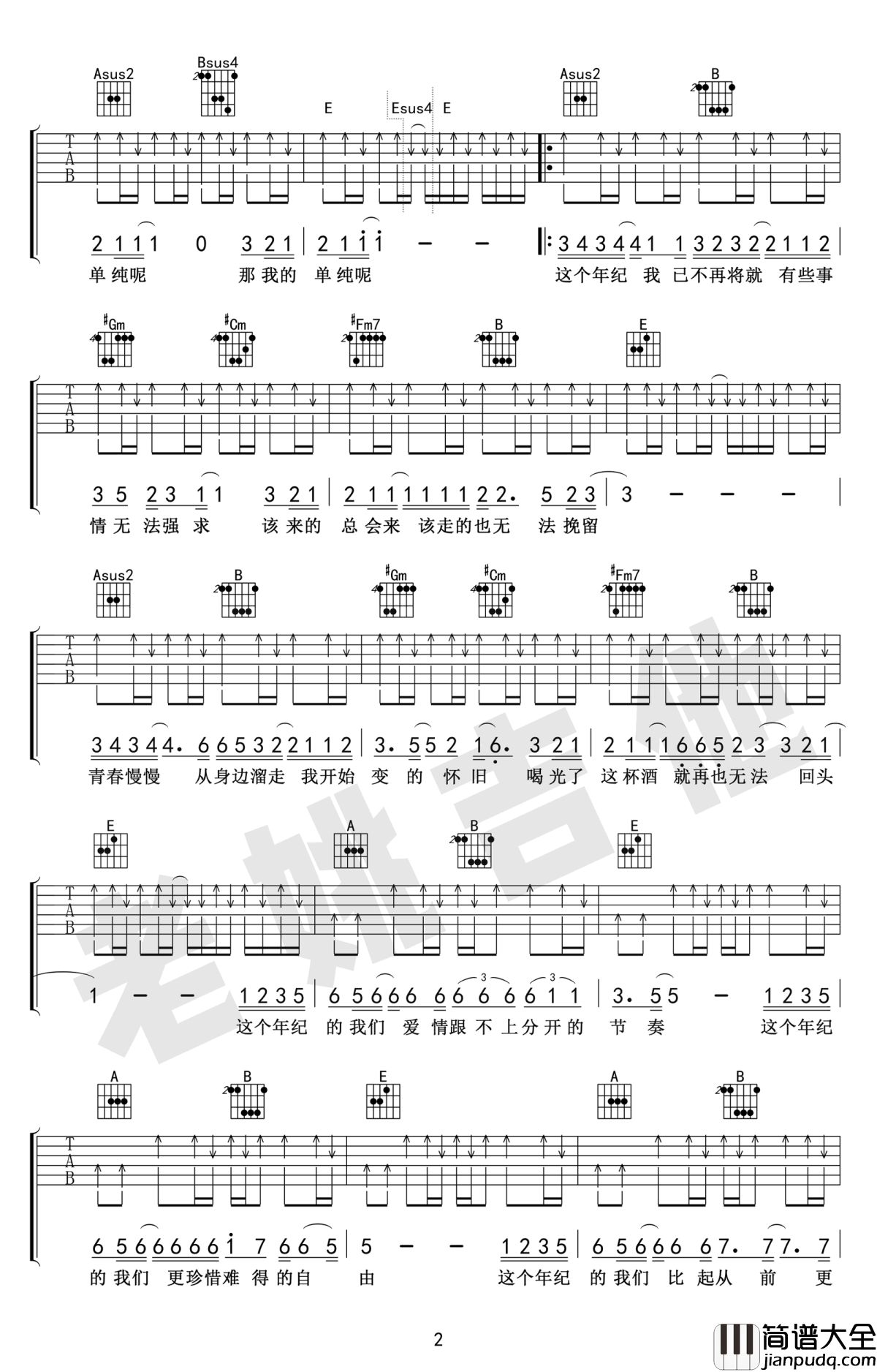 这个年纪吉他谱_E调指法_齐一_这个年纪_吉他教学视频