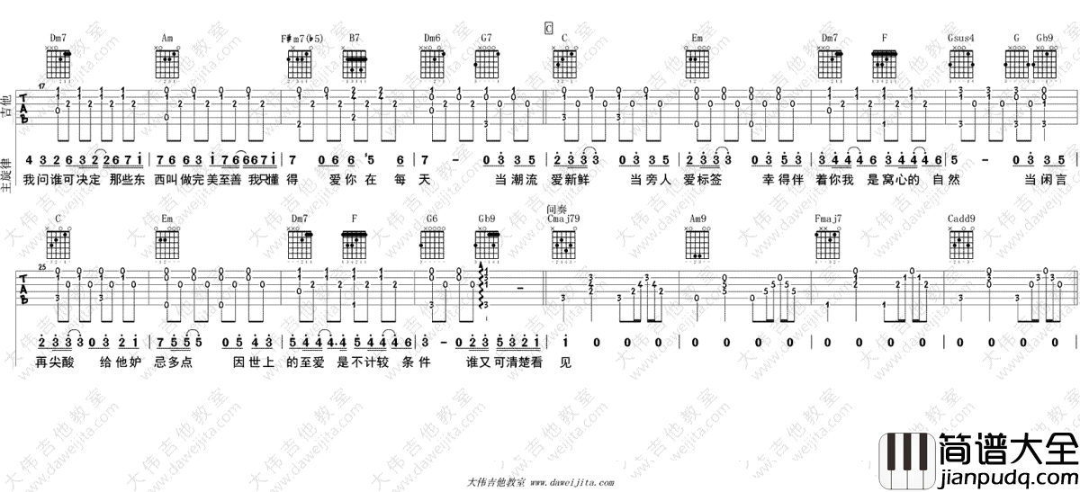 无条件吉他谱_陈奕迅_无条件_C调_吉他教学视频