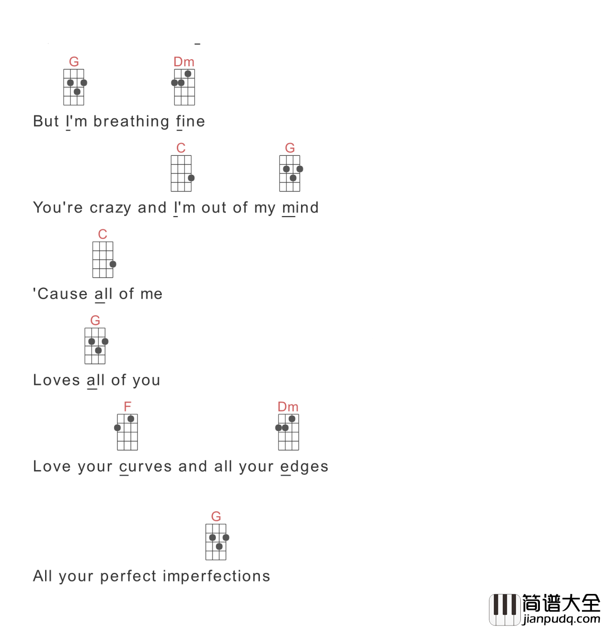 all_of_me吉他谱_Johnlegend_我的一切，饱满的爱至情至深