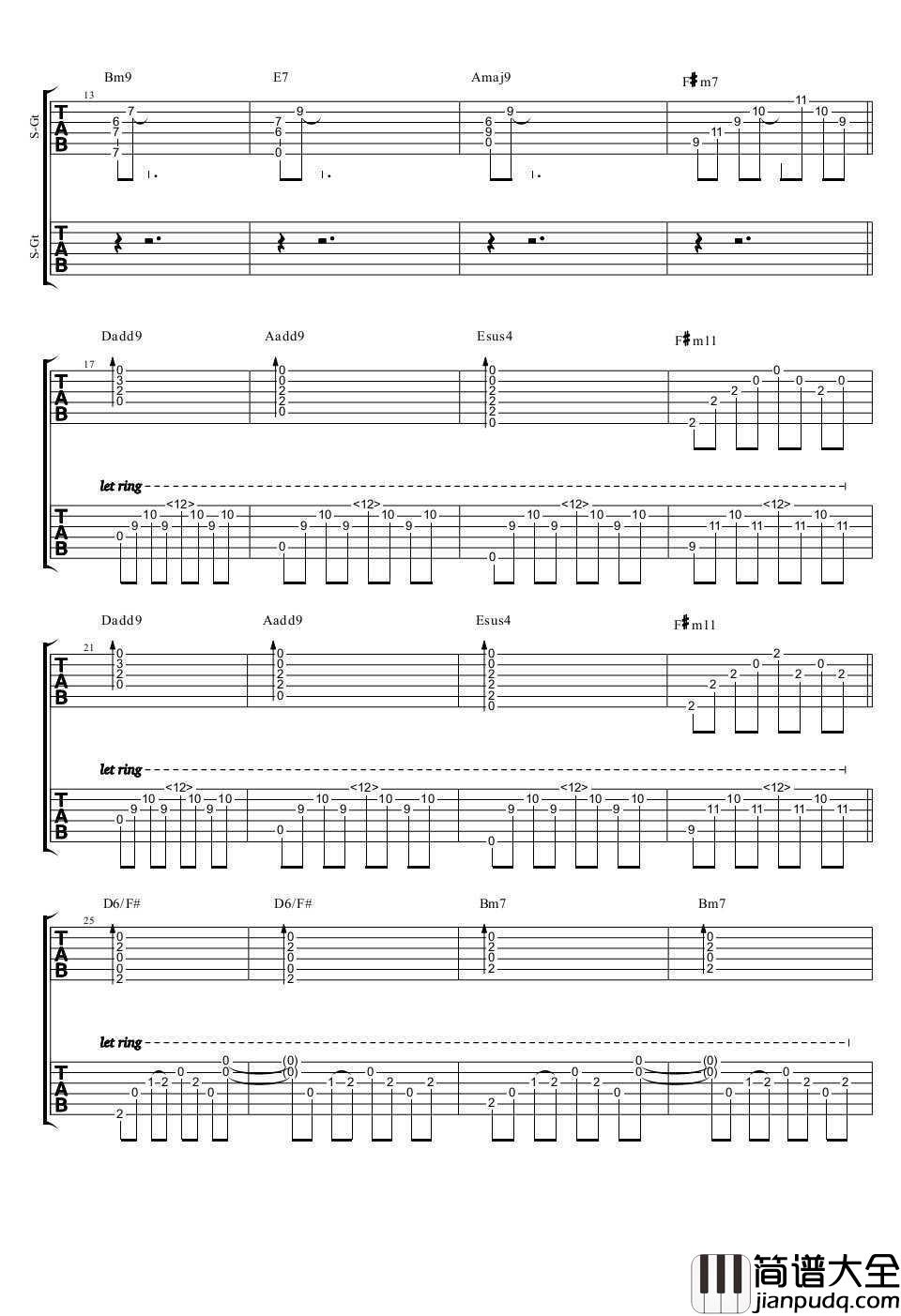 你只是经过吉他谱_陈鸿宇_图片谱原版_