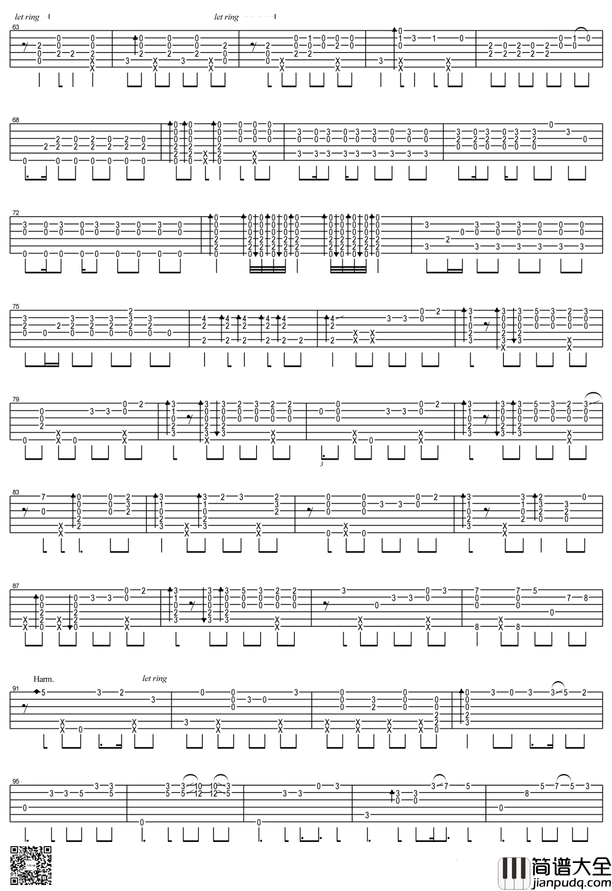 一天一天指弹谱_郑成河_高清图片谱_吉他独奏谱