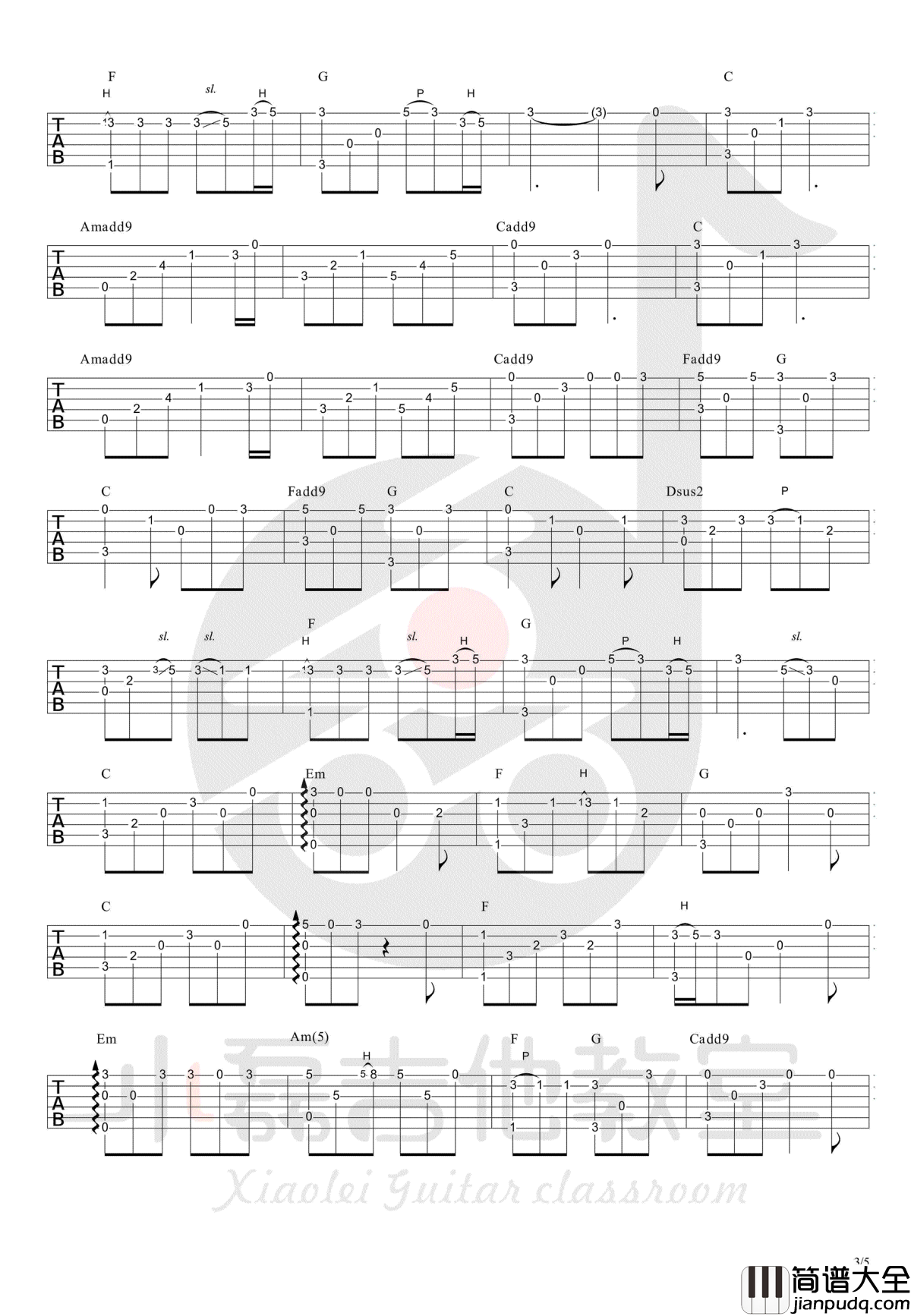 成都指弹谱_赵雷_成都_吉他独奏谱_吉他示范视频