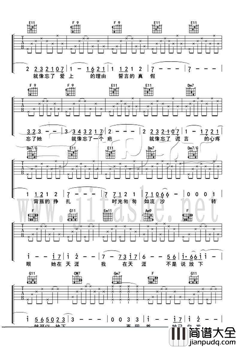 忘了她吉他谱_帕尔哈提_好先生_第24集插曲_