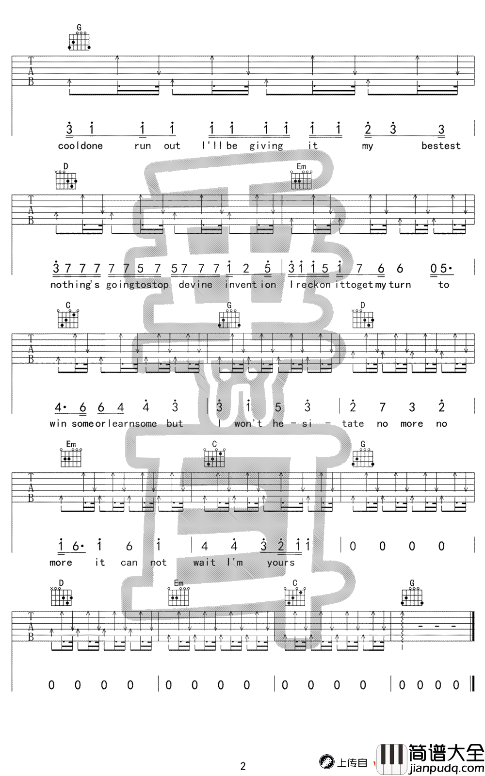I'm_yours吉他谱_Jason_Mraz_G调_图片谱