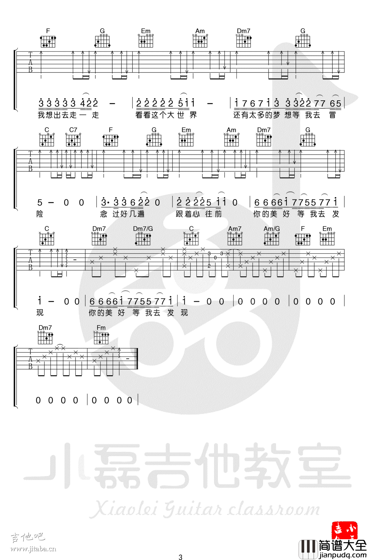 流浪吉他谱_卢焱_C调简单版_吉他弹唱教学视频
