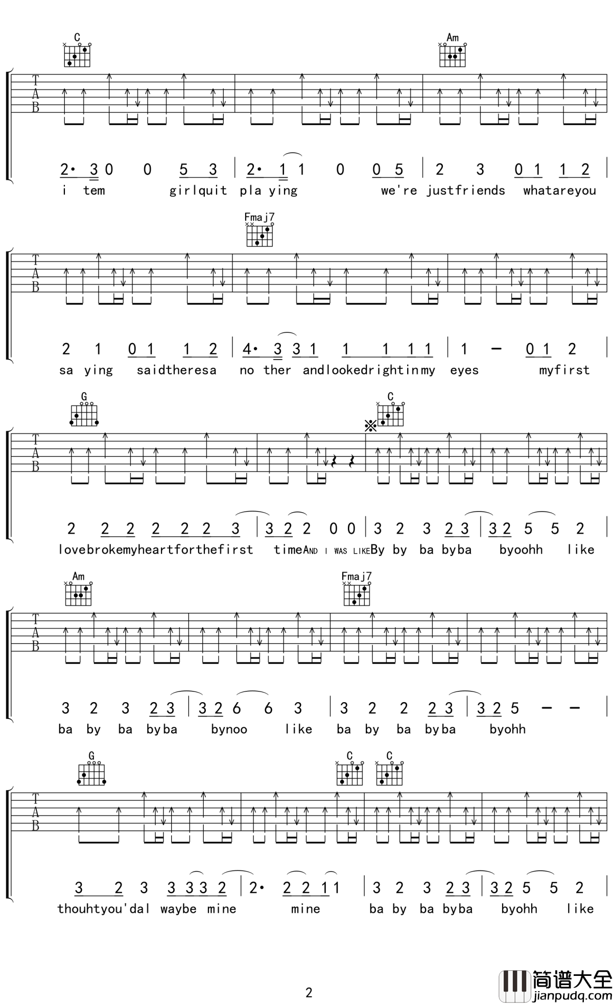 Baby吉他谱_Justin_Bieber_献给一代人的青春，一代人的初恋