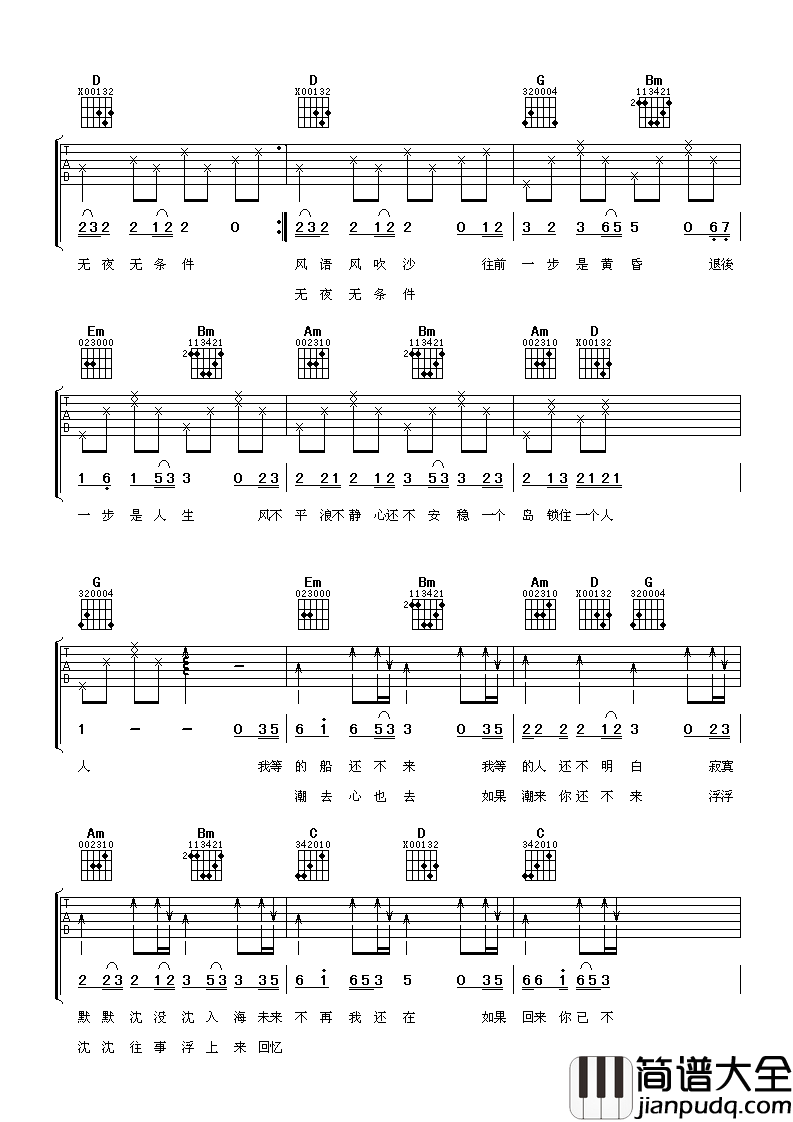 伤心太平洋吉他谱_任贤齐_尝尽了孤单却始终没有离开