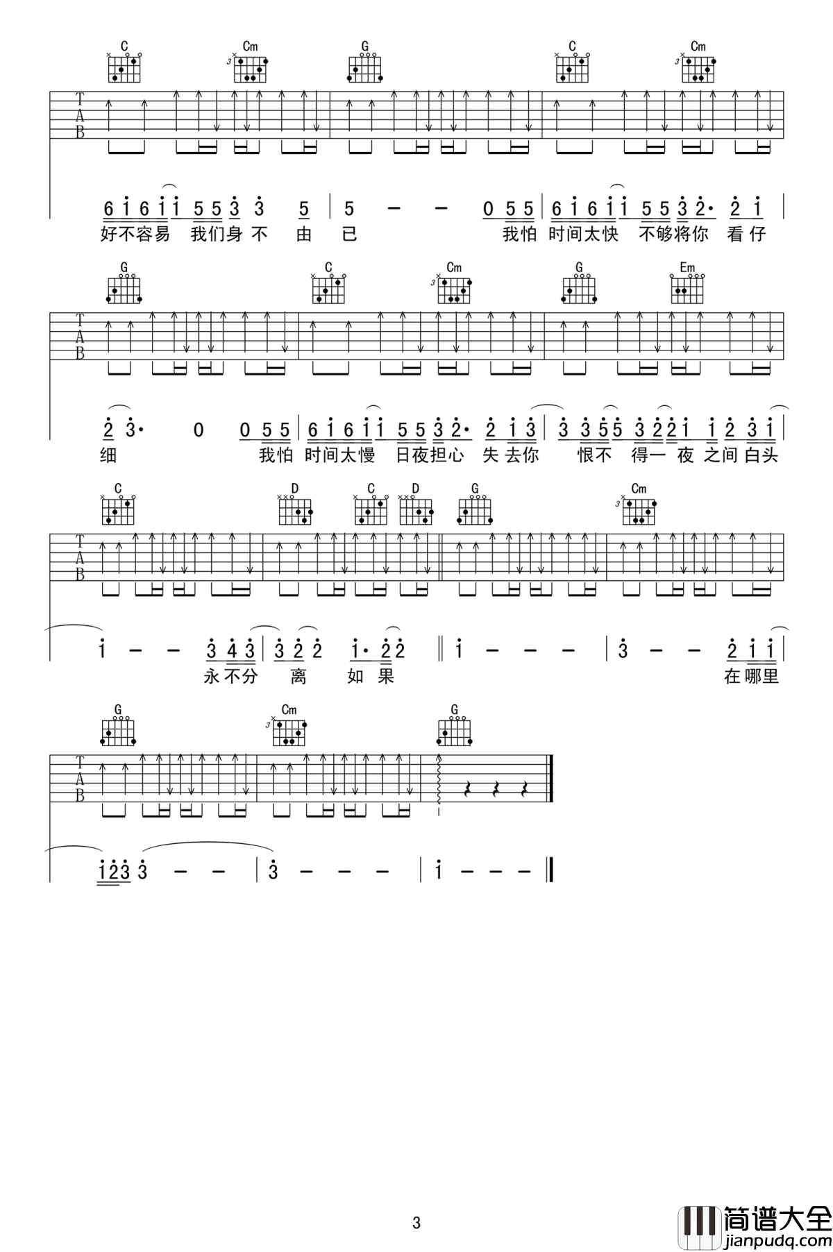 至少还有你吉他谱_林忆莲_如果全世界我也可以放弃