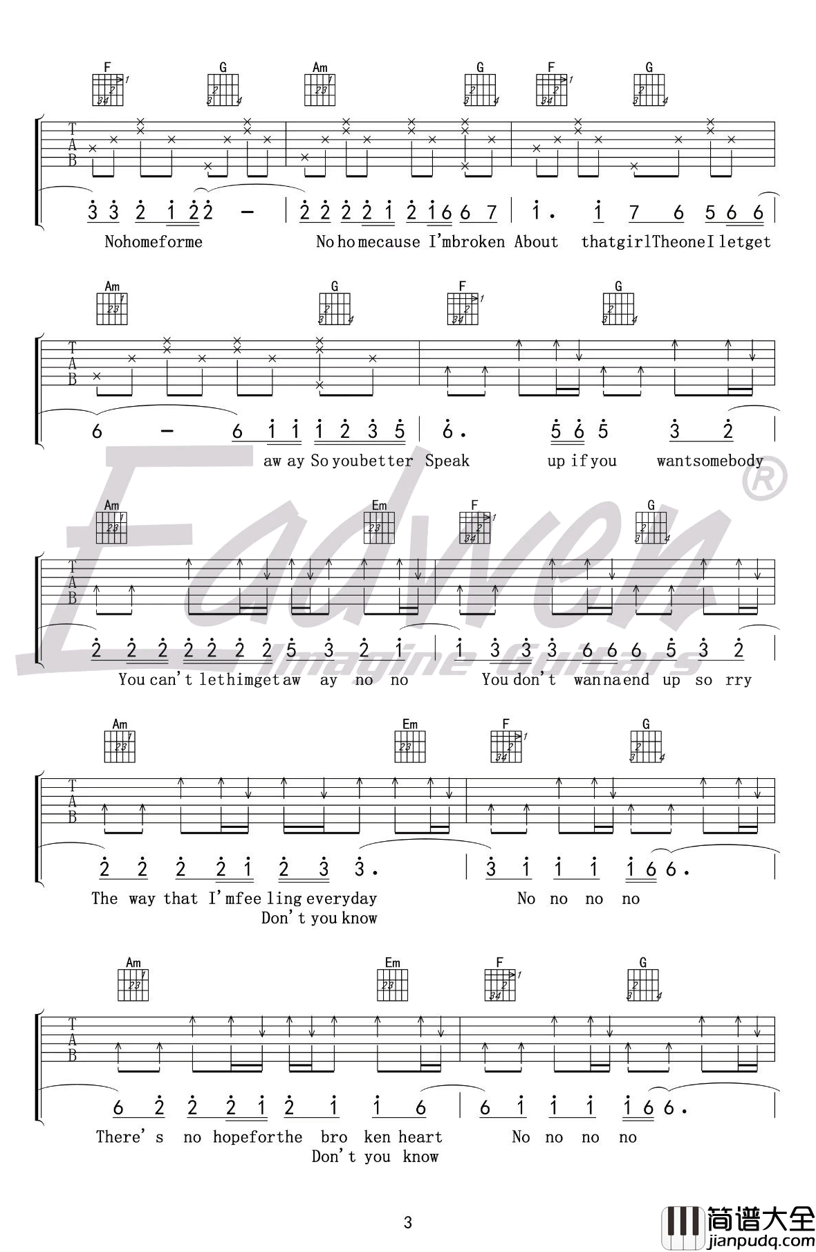 That_Girl吉他谱_Olly_Mars_C调简单版_吉他教学视频