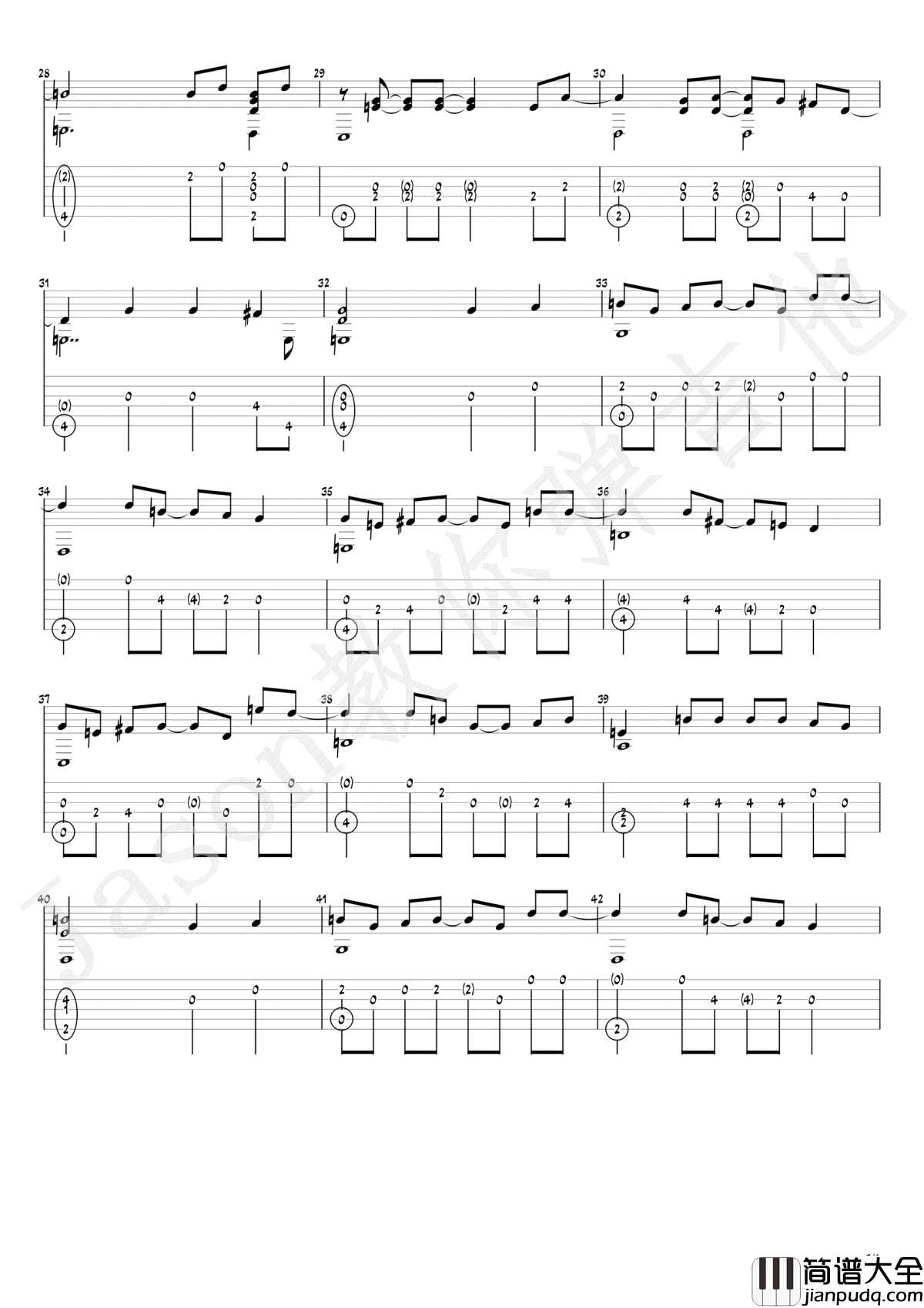 体面指弹谱_于文文_体面_吉他指弹教学_讲解视频_图片谱