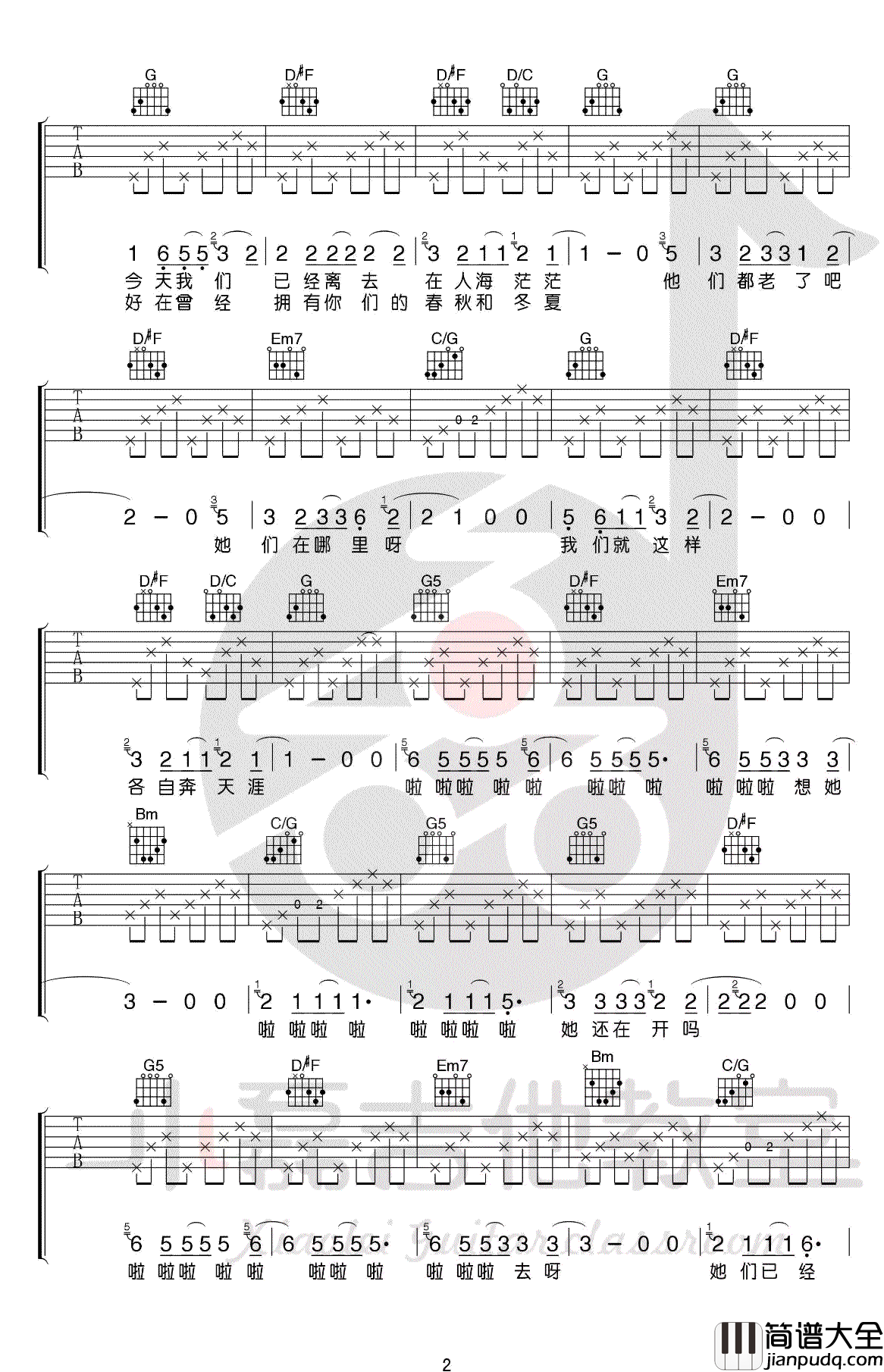 那些花儿吉他谱_朴树_原版编配_民谣必弹曲目_吉他教学视频