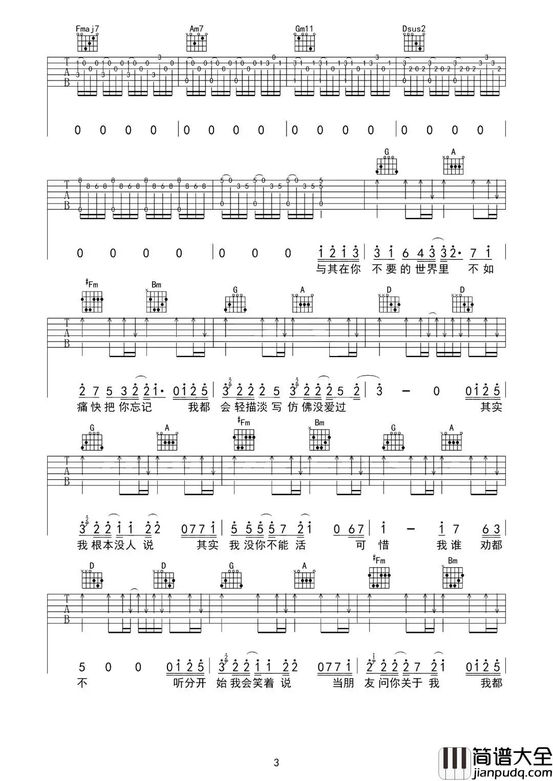 其实，我就在你的方圆几里吉他谱_陈壹千_人，总是健忘的_人，也总是薄情的