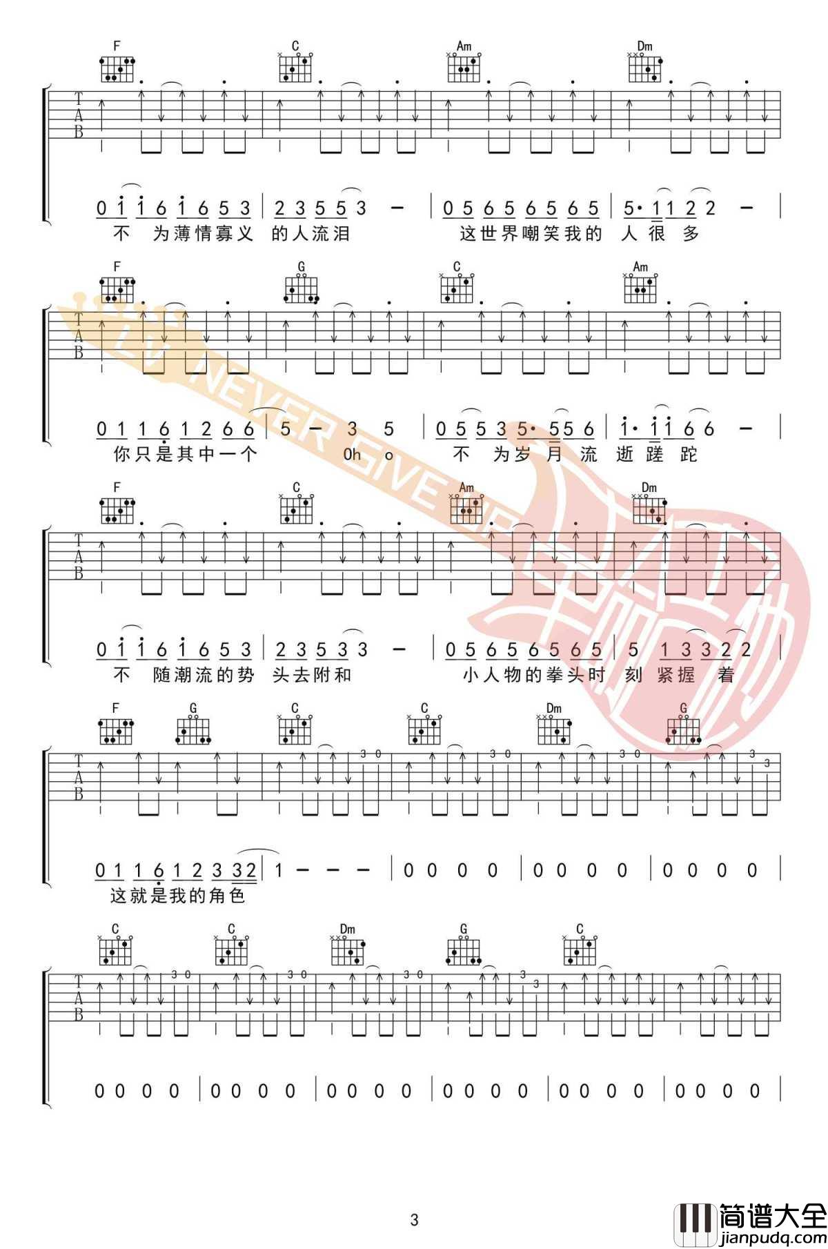 小人物吉他谱_赵雷_C调指法_高清版