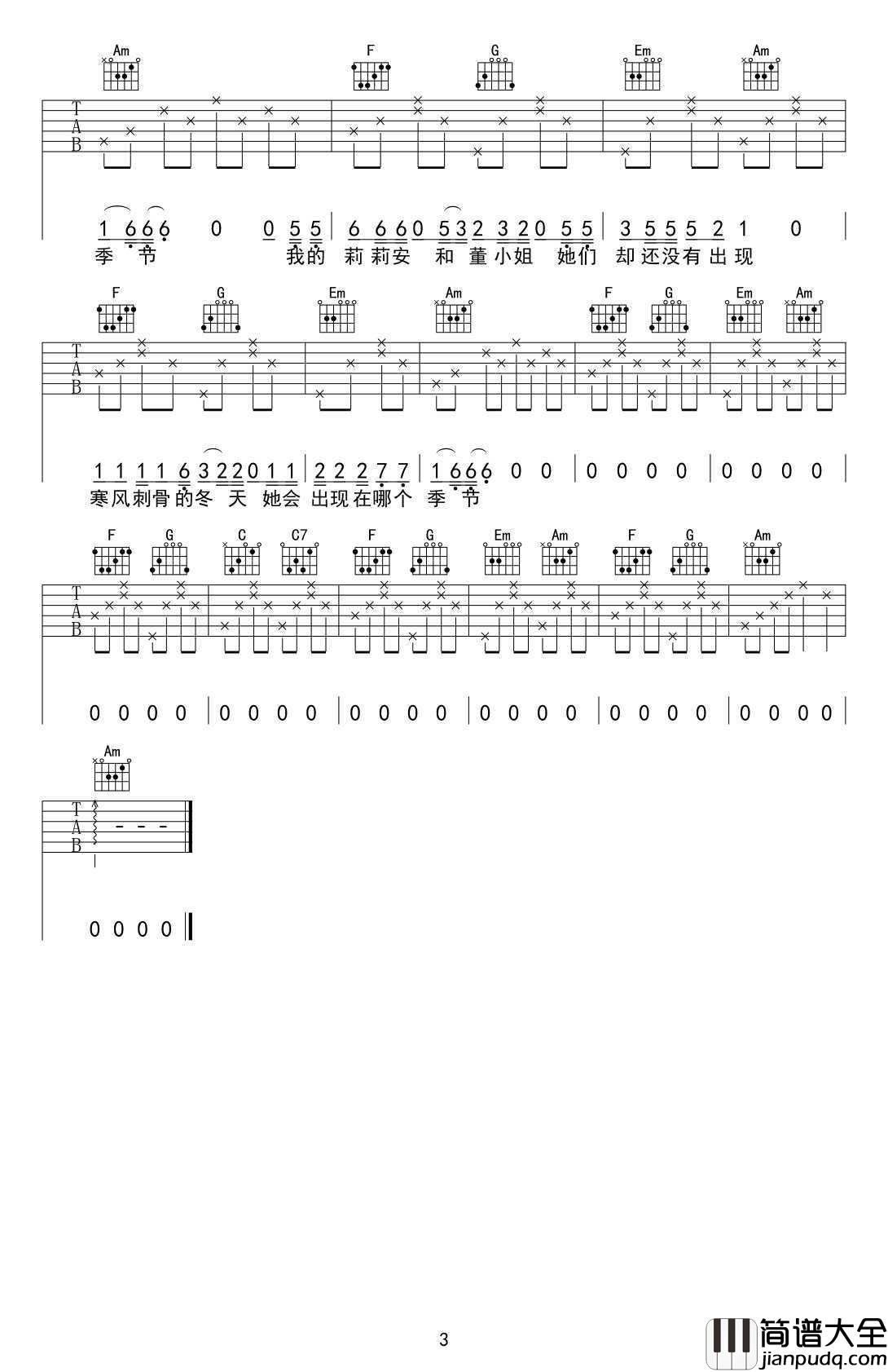 我不是你的宋冬野吉他谱_C调_林启得_弹唱