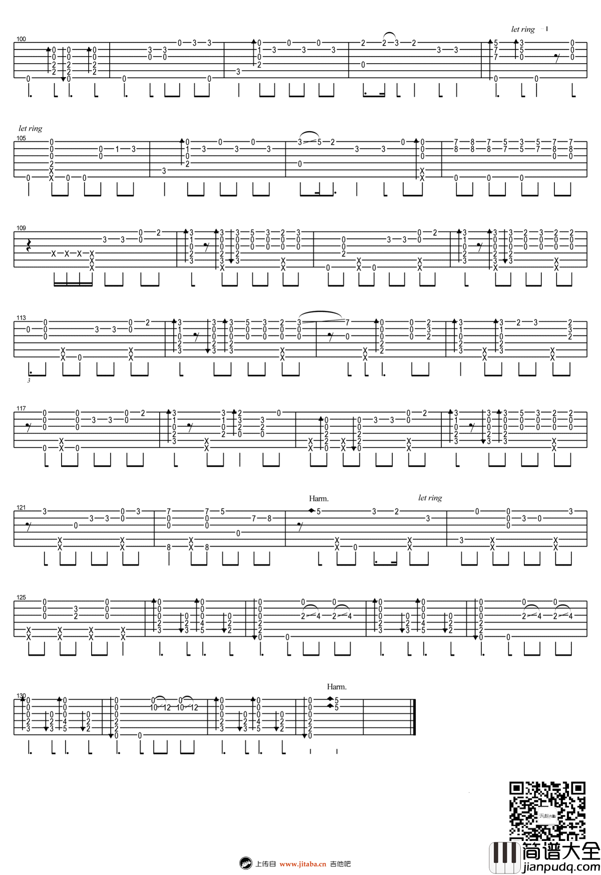 一天一天指弹谱_郑成河_高清图片谱_吉他独奏谱