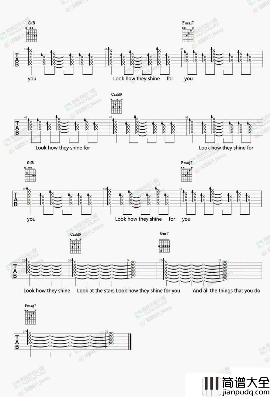 Yellow吉他谱_Coldplay_酷玩乐队_弹唱教学视频