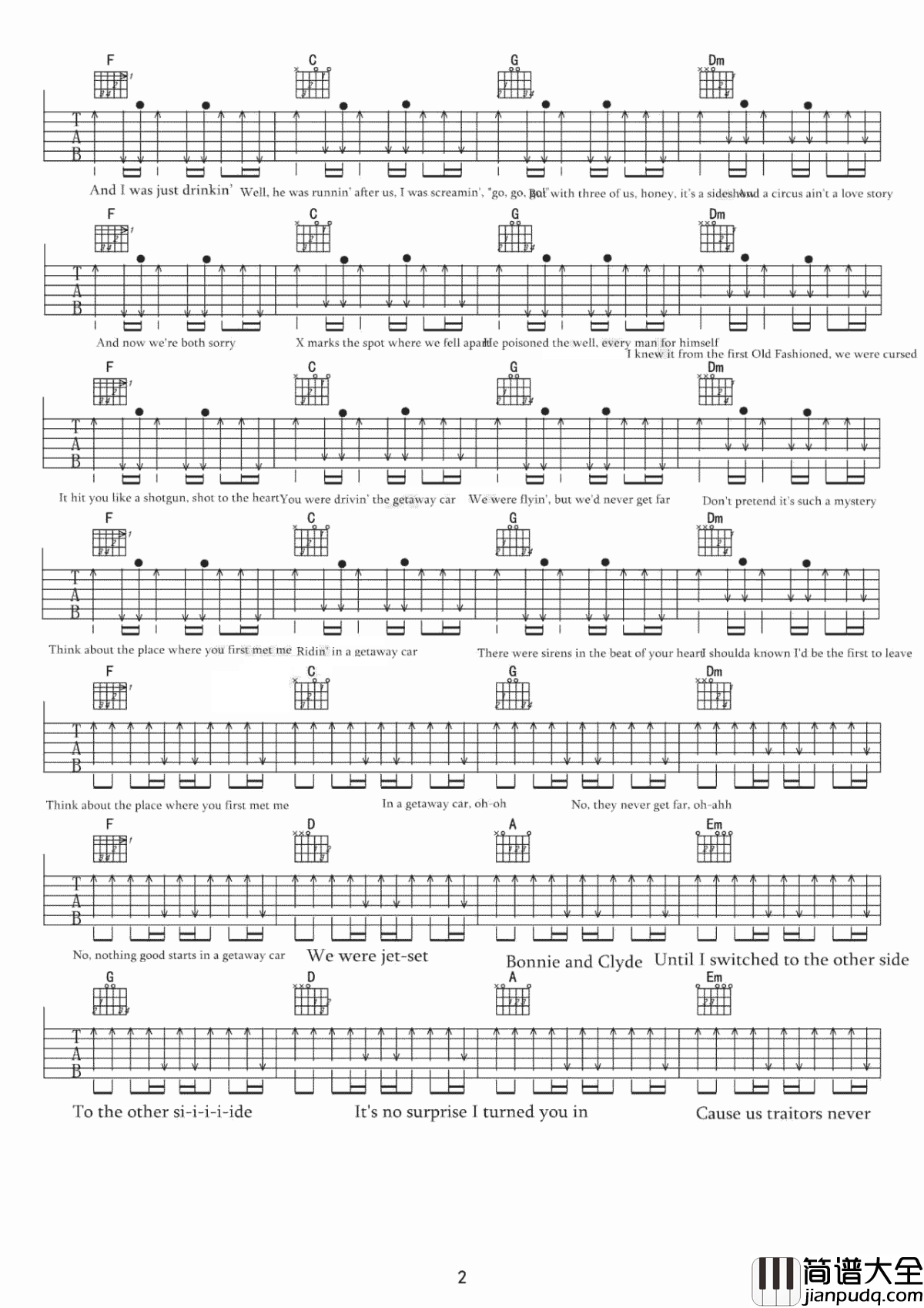 Getaway_Car吉他谱_Taylor_Swif_若隐若现，若即若离