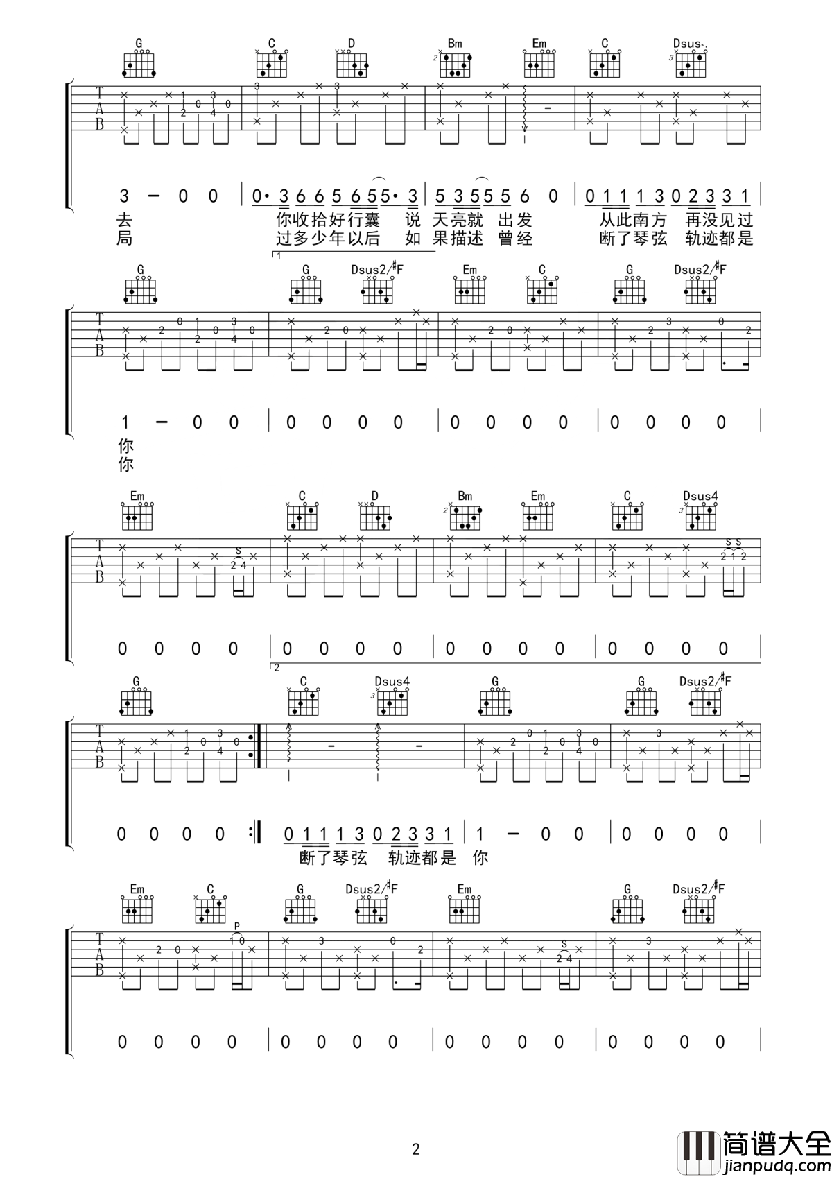 旧事吉他谱_留声玩具_岁月慢慢雕刻_一座记忆的城墙__要给这故事结局
