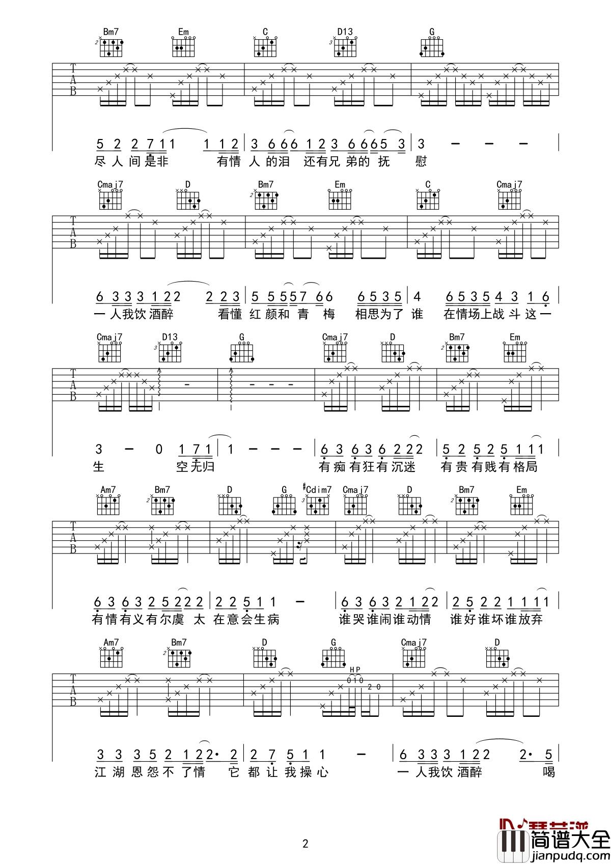 聊江湖吉他谱_李袁杰_/_刘旭阳_一切都是故事一切也都是江湖