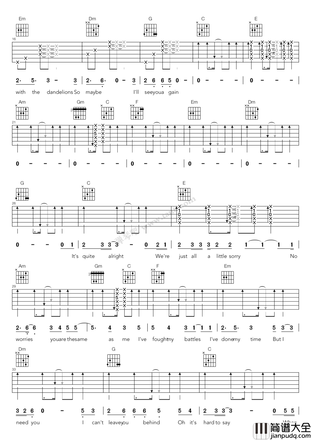 See_you_again吉他谱_窦靖童_电影_声之形_推广曲_