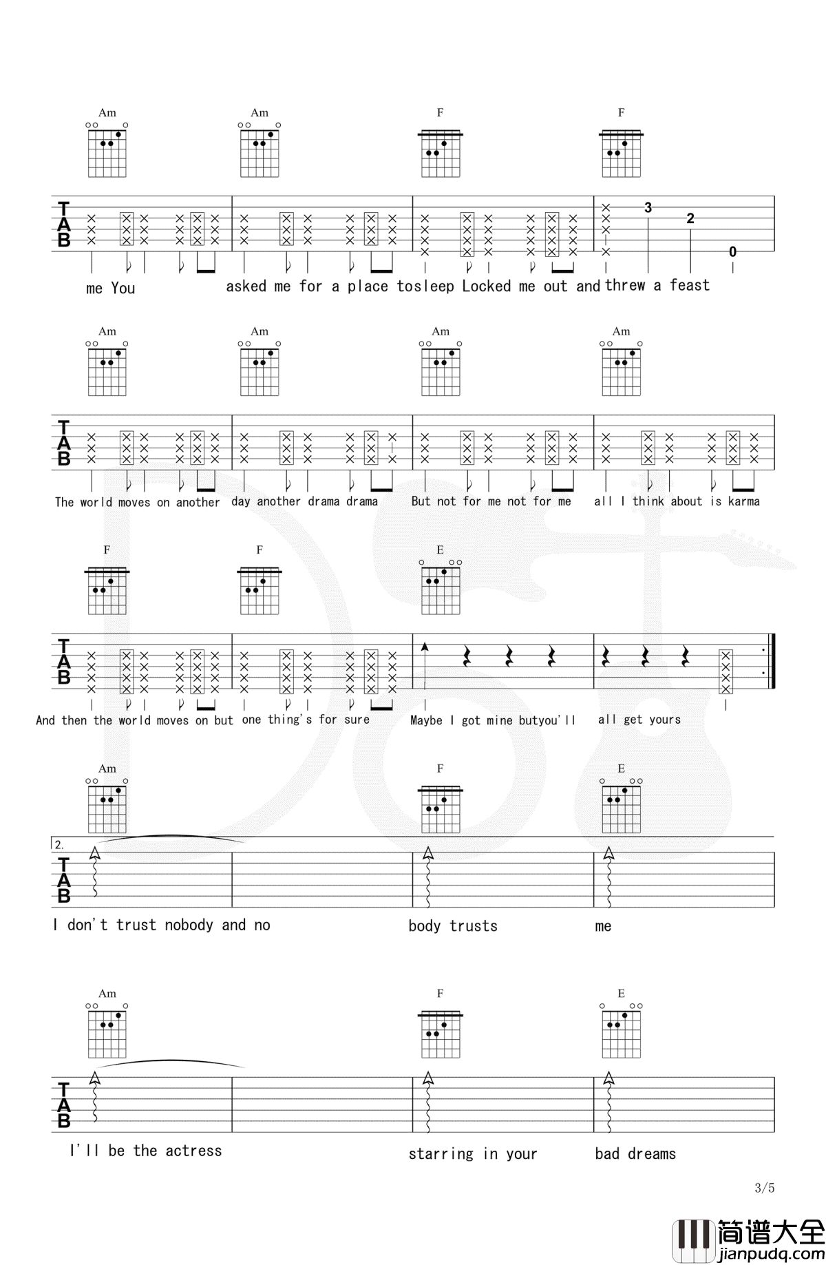 Look_What_You_Made_Me_Do吉他谱_Taylor_Swift_弹唱