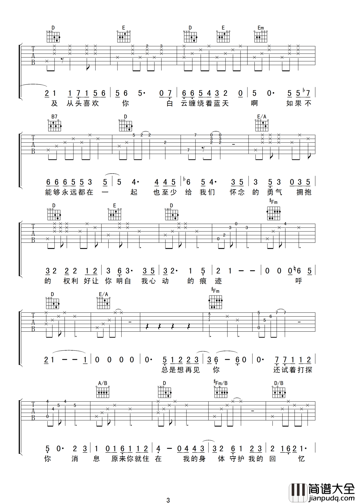 心动吉他谱_陈洁仪_原来心动只要那么一刹那