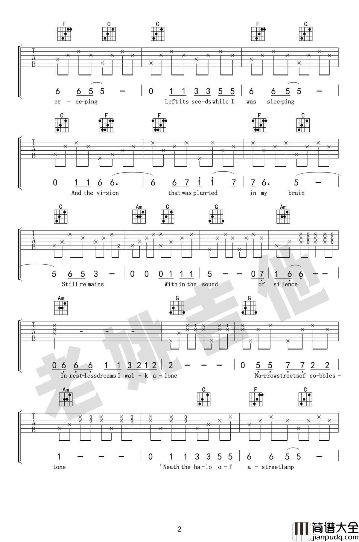 The_Sound_of_Silence吉他谱_寂静之声