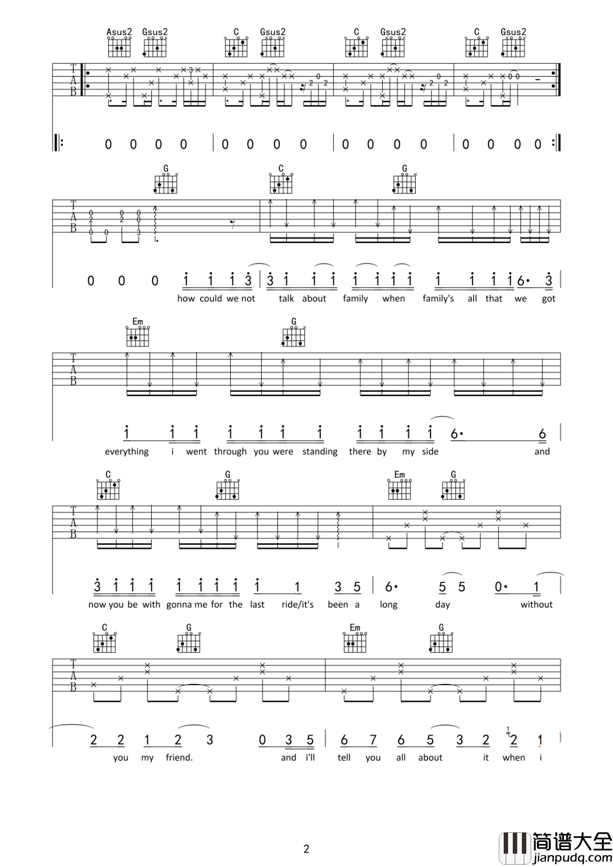 See_You_Again吉他谱_Wiz_Khalifa_/_Charlie_Puth_我会一直在这里，等待与你重逢之时