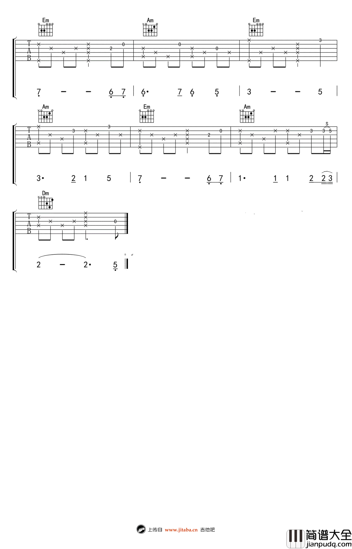 月亮代表我的心指弹谱_C调练习曲_吉他独奏演示视频