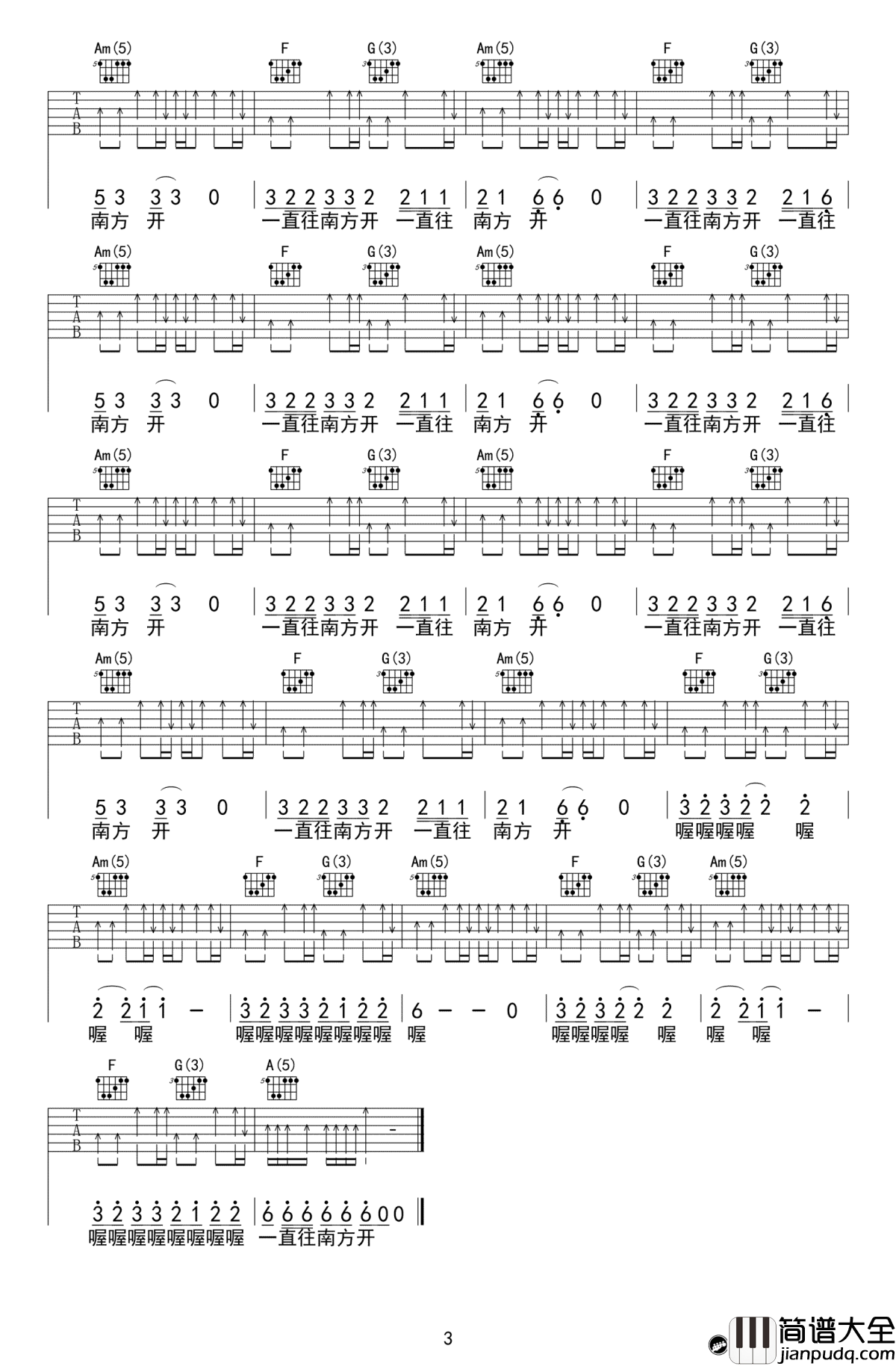 公路之歌吉他谱_C调版本_痛仰乐队