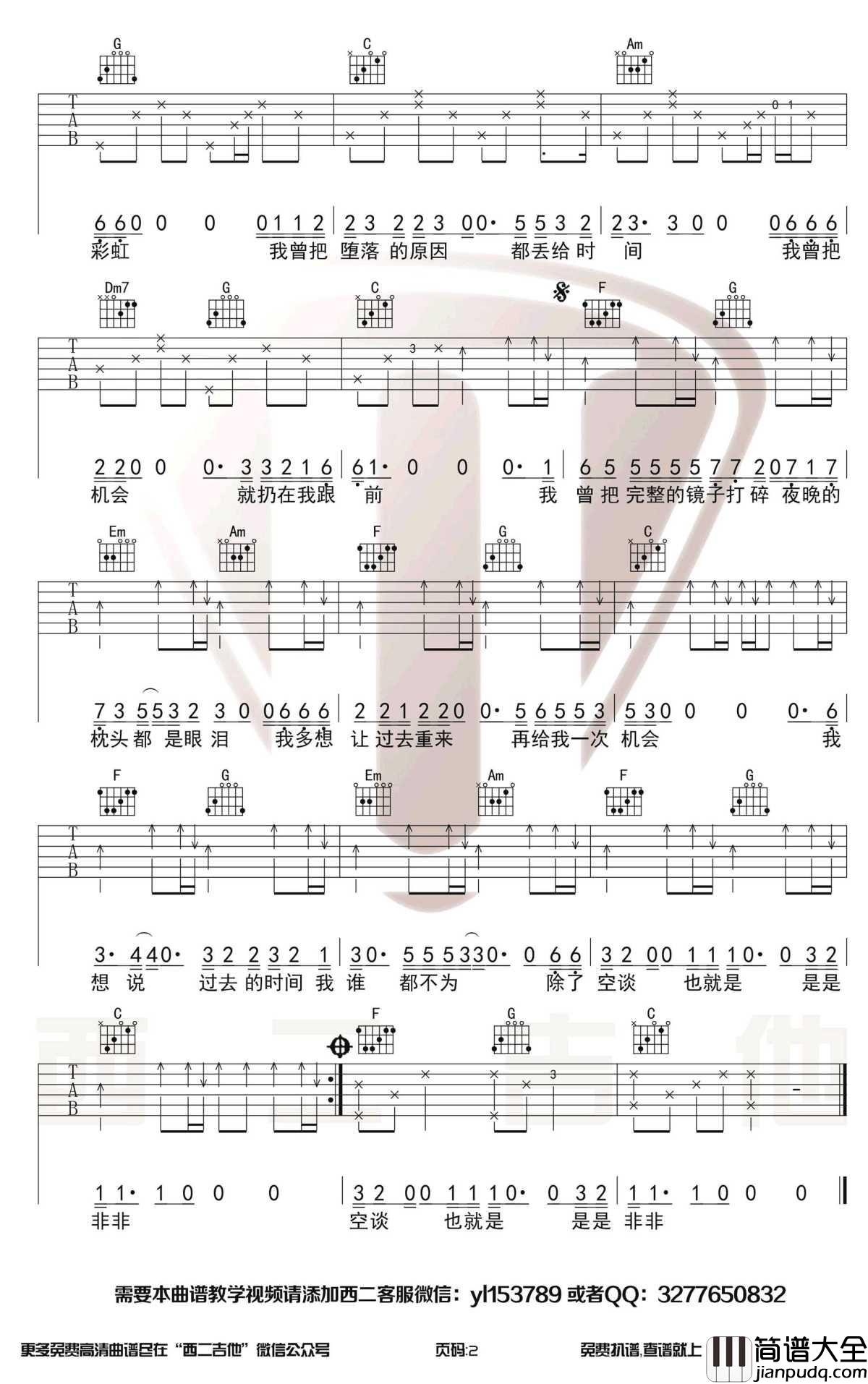 我曾吉他谱_C调超原版_隔壁老樊_弹唱