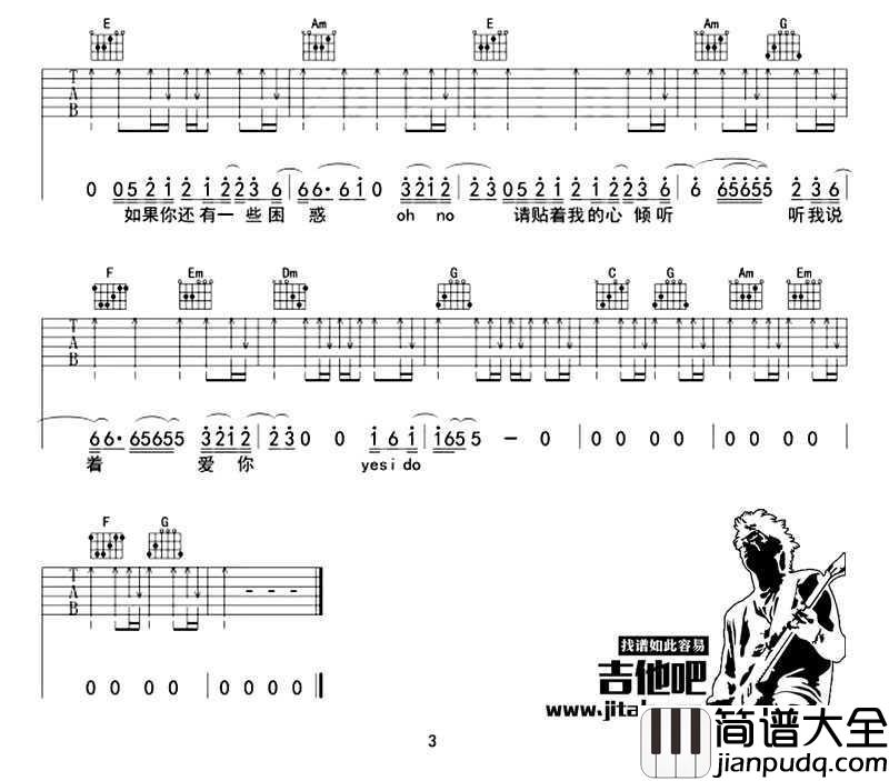 爱很简单吉他谱(扫弦版)_陶喆_C调弹唱
