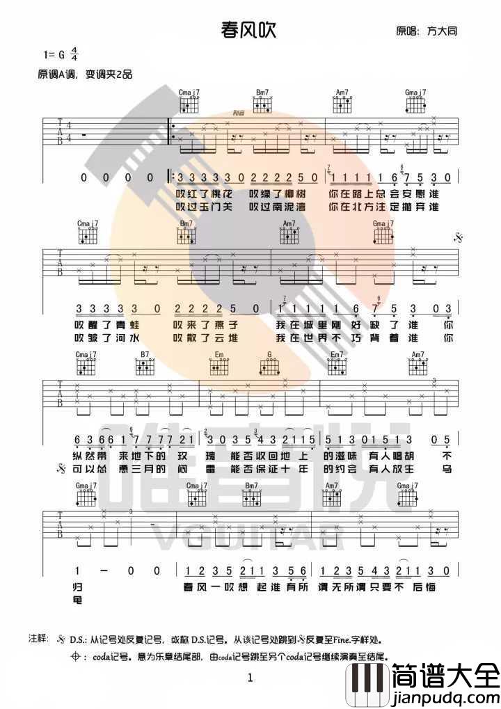 春风吹吉他谱__方大同｜春风一吹想起谁，有所谓，无所谓
